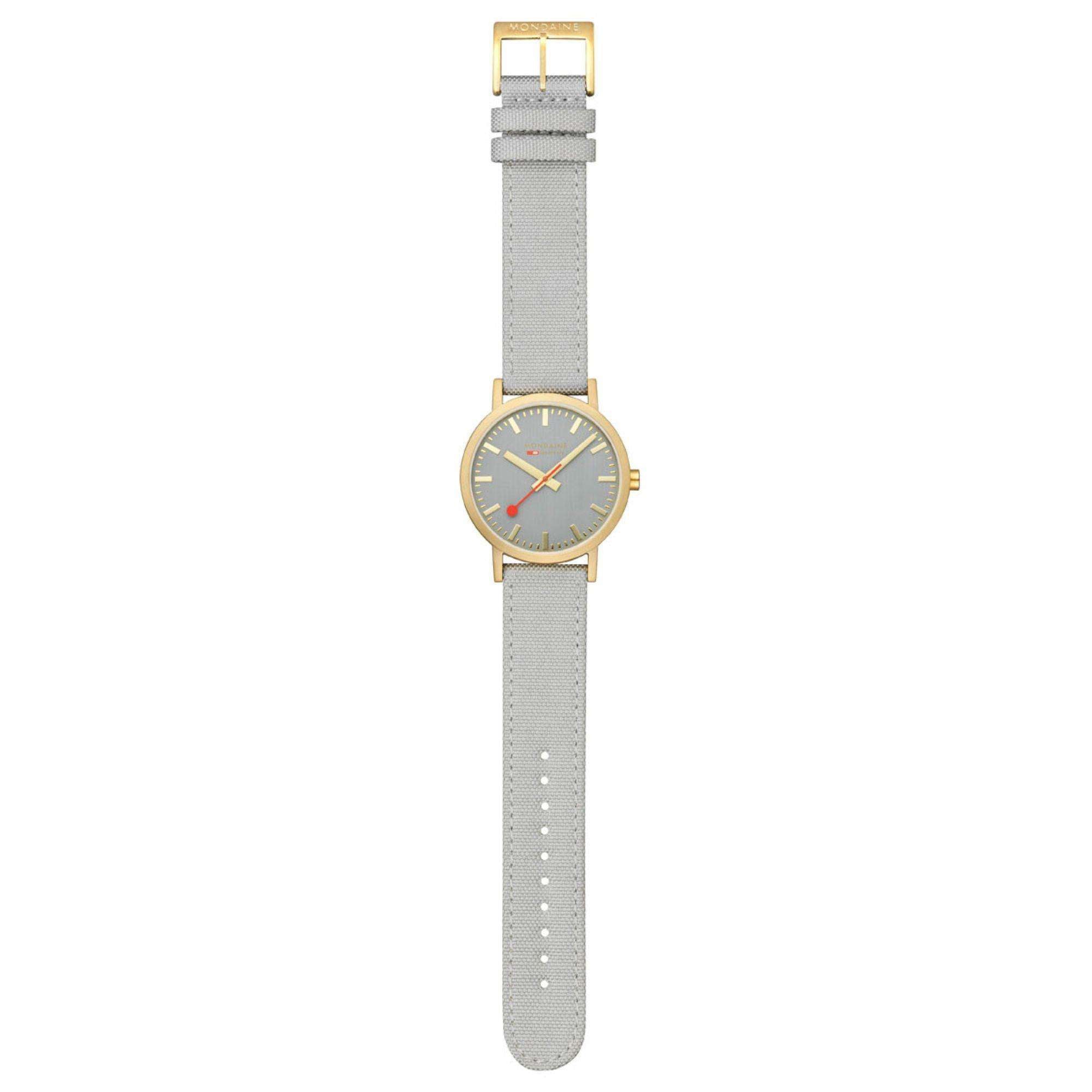 Mondaine Classic 40mm Grey Dial Textile Quartz Watch A660.30360.80SBU