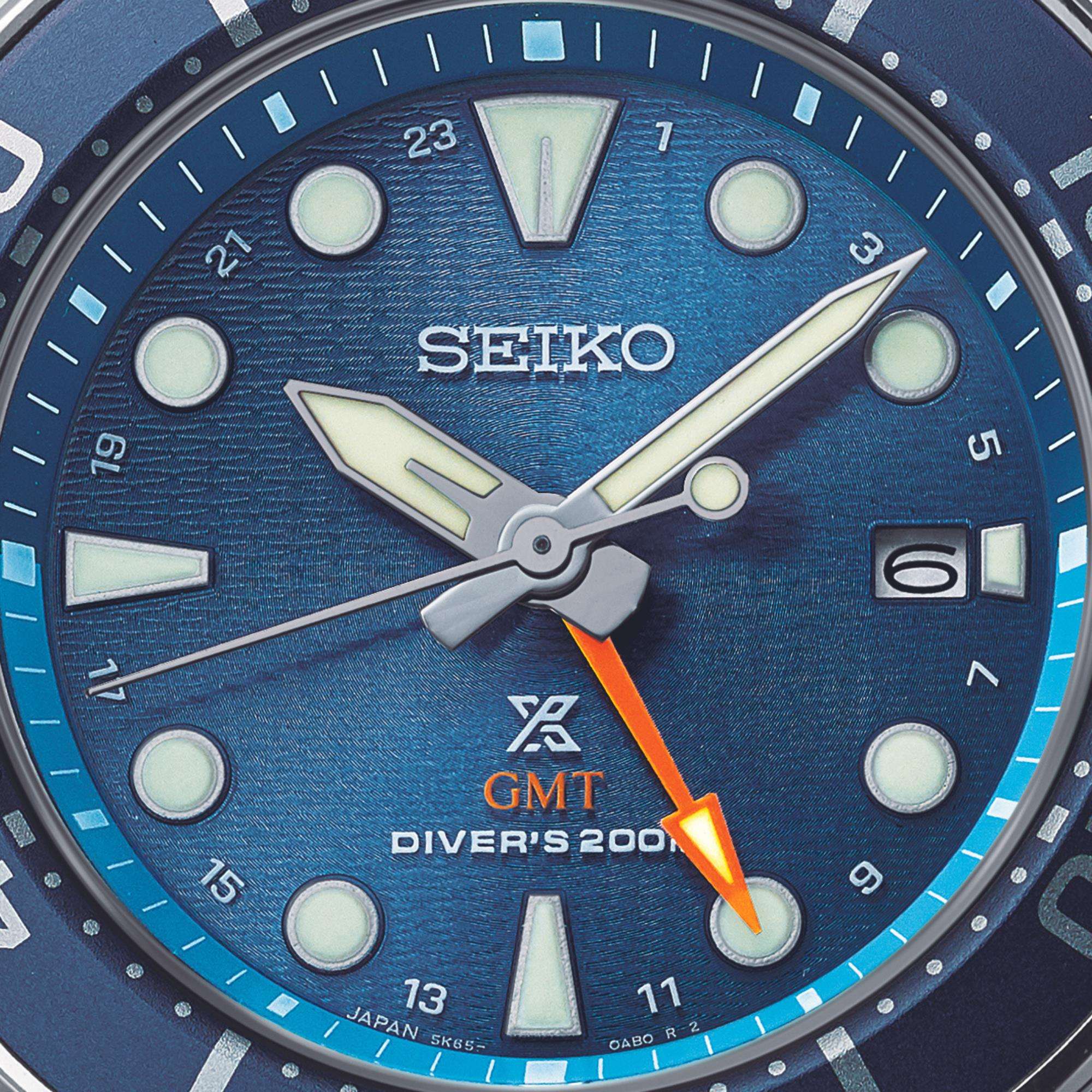 Seiko Prospex Aqua Sumo GMT Blaues Zifferblatt Edelstahlarmband Herrenuhr SFK001J1