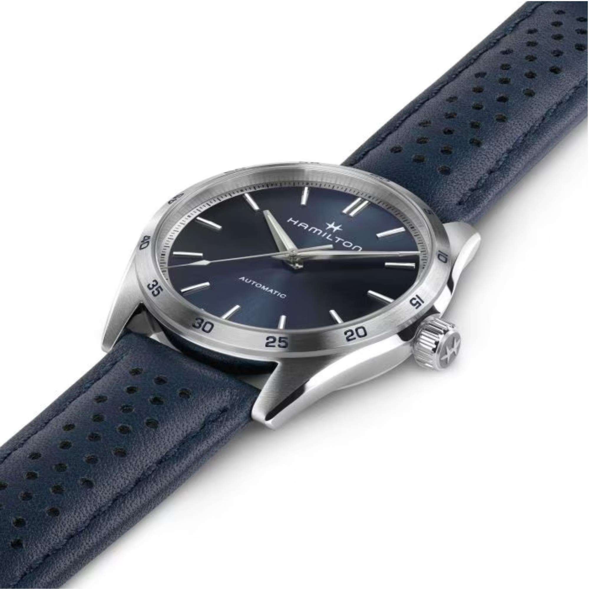 Hamilton Jazzmaster 38mm Blaues Zifferblatt Leder Herren Automatik Uhr H36215640