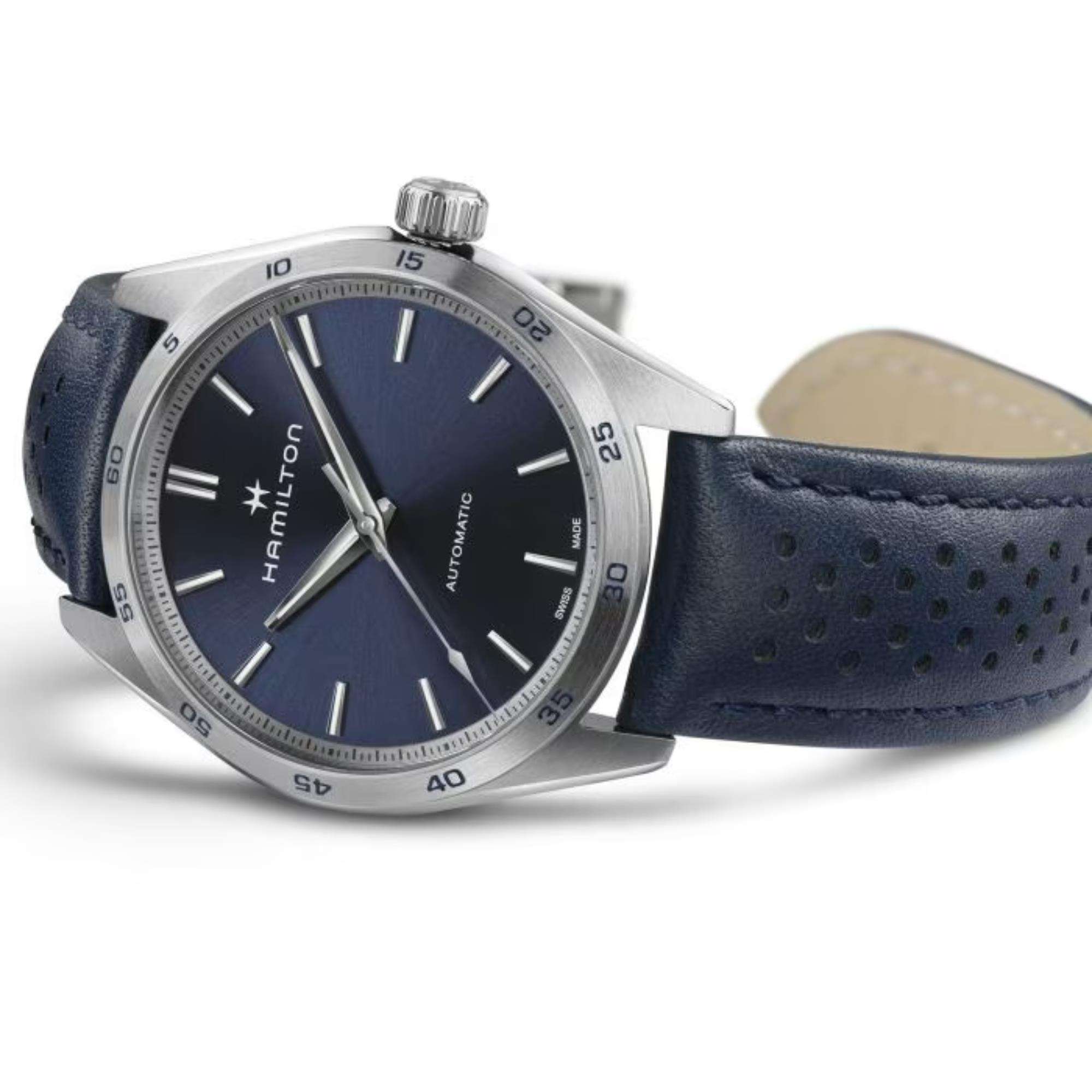 Hamilton Jazzmaster 38mm Blaues Zifferblatt Leder Herren Automatik Uhr H36215640