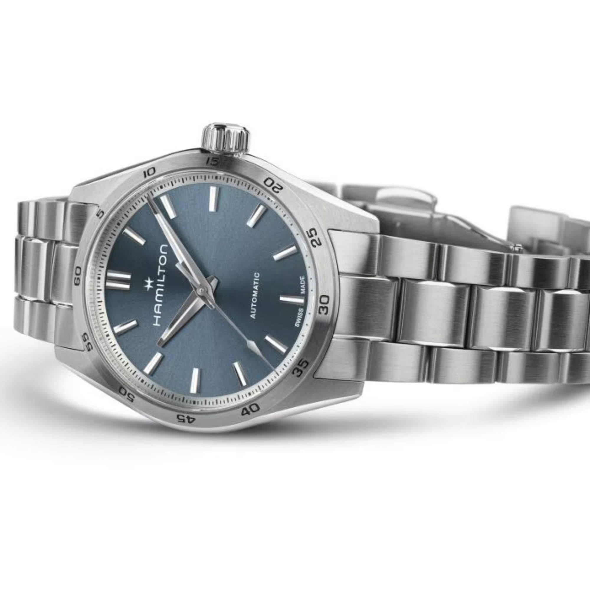 Hamilton Jazzmaster 34mm Blaues Zifferblatt Stahl Damen Quarz Uhr H36105140