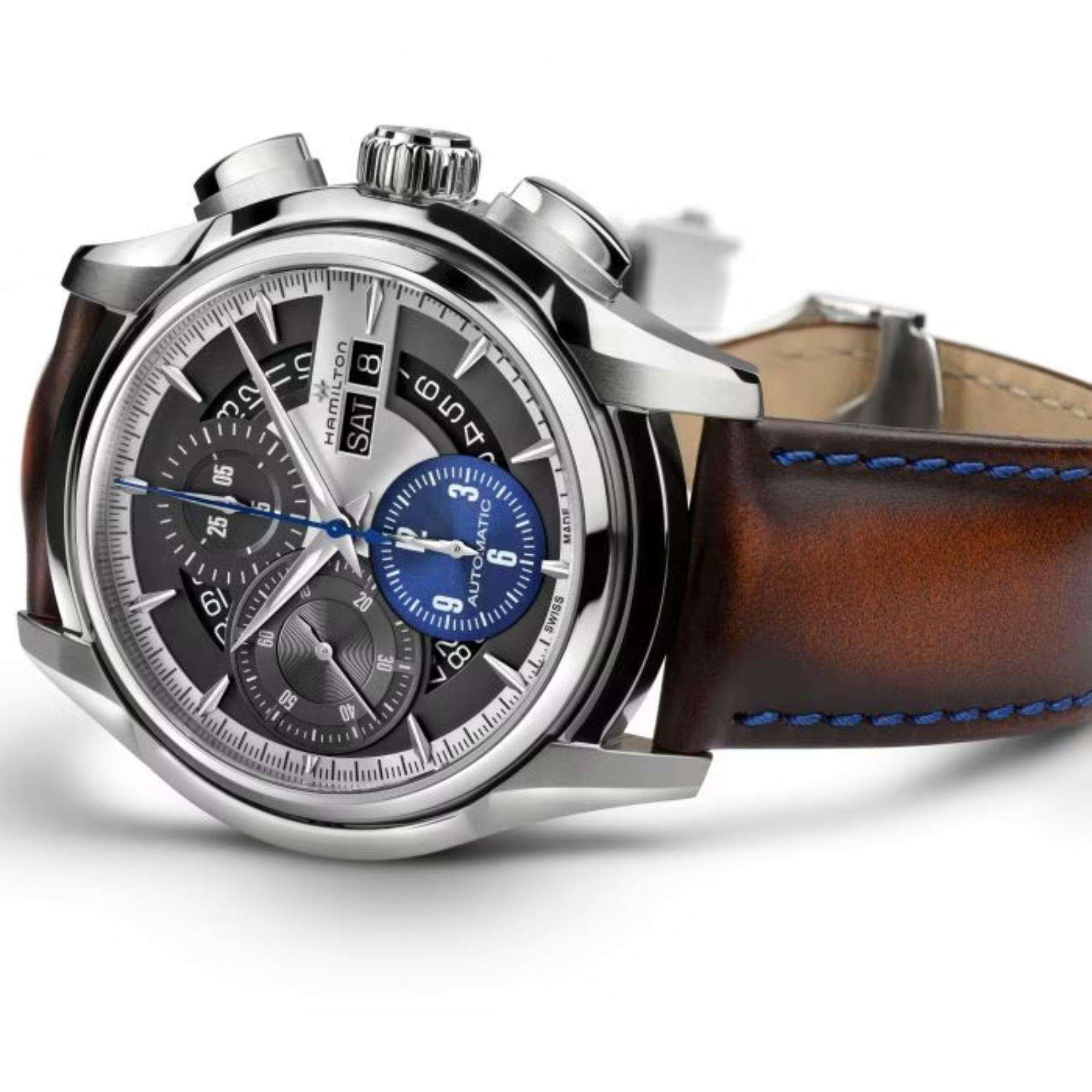 Hamilton Jazzmaster 44mm Face 2 Face III Limited Edition Silbernes Zifferblatt Leder Herren Automatik Uhr H32876550