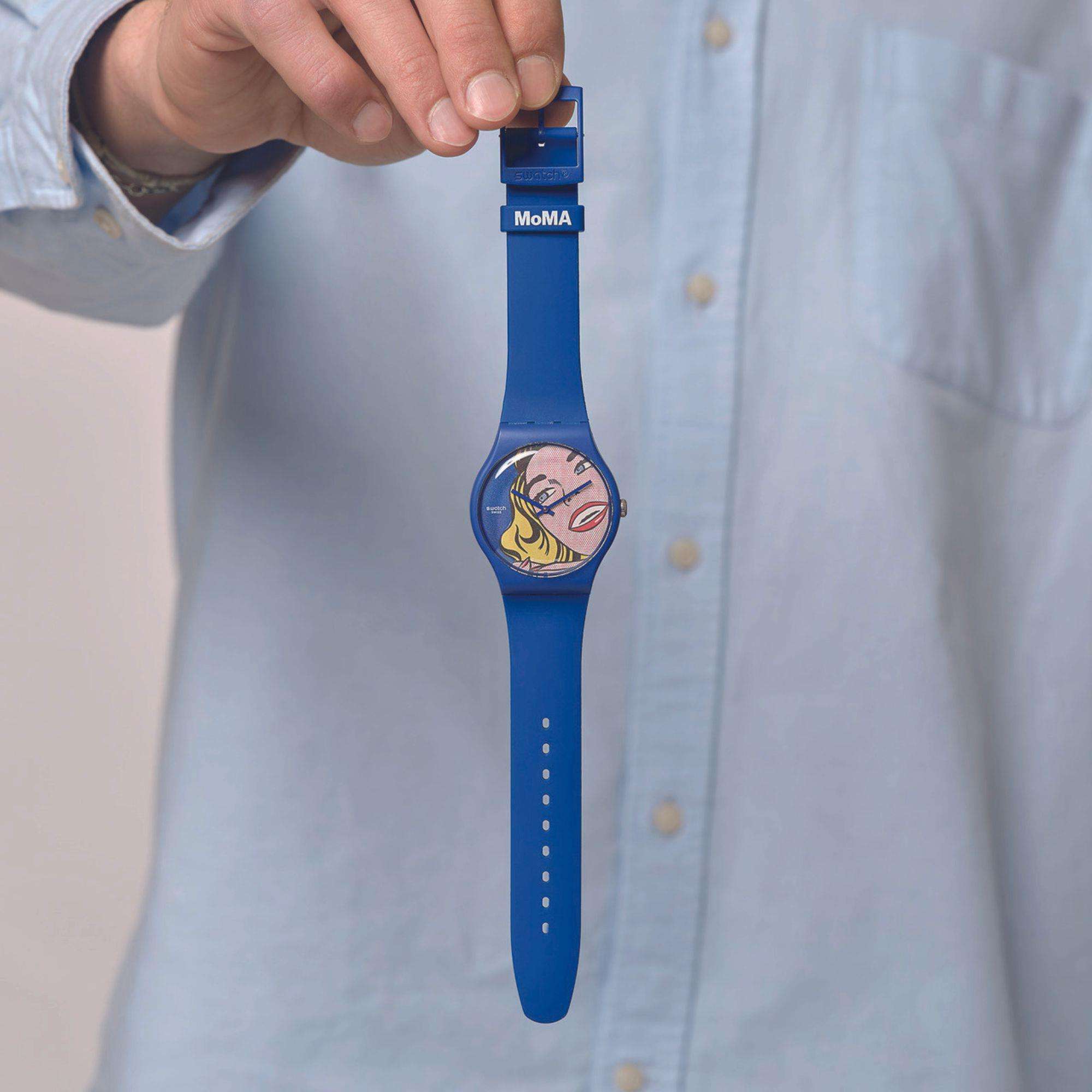 Swatch Art Journey Girl von Roy Lichtenstein Uhr mit blauem Silikonarmband SUOZ352