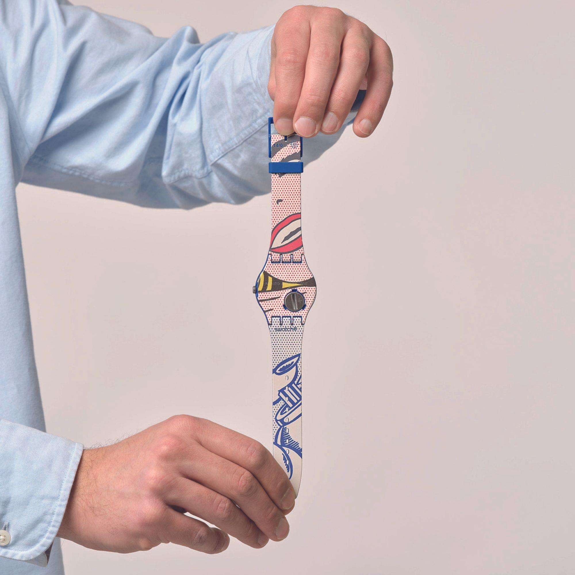 Swatch Art Journey Girl von Roy Lichtenstein Uhr mit blauem Silikonarmband SUOZ352