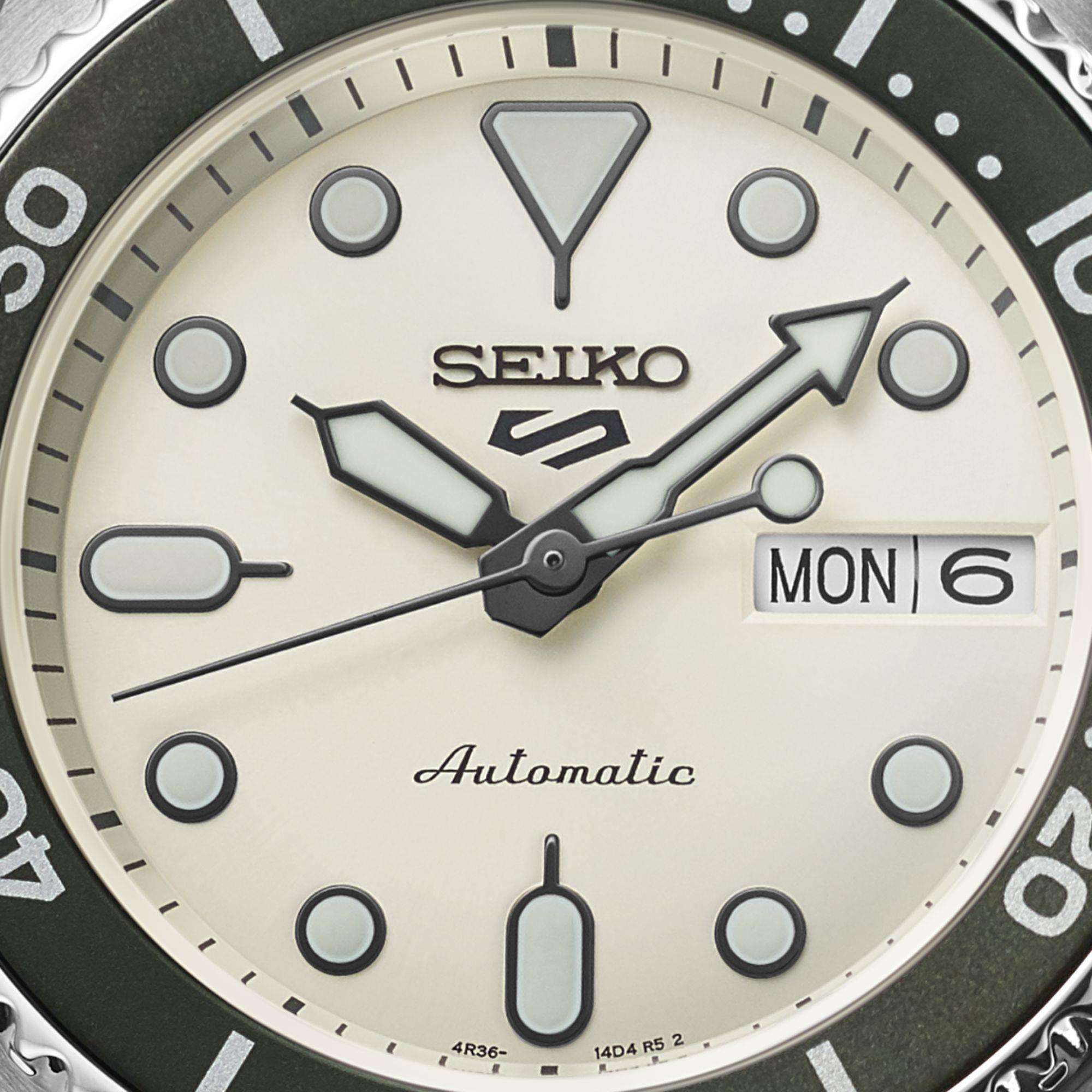 Seiko 5 Sports SKX "Midi" Reissue Cream Dial Steel Bracelet Watch SRPK31K1