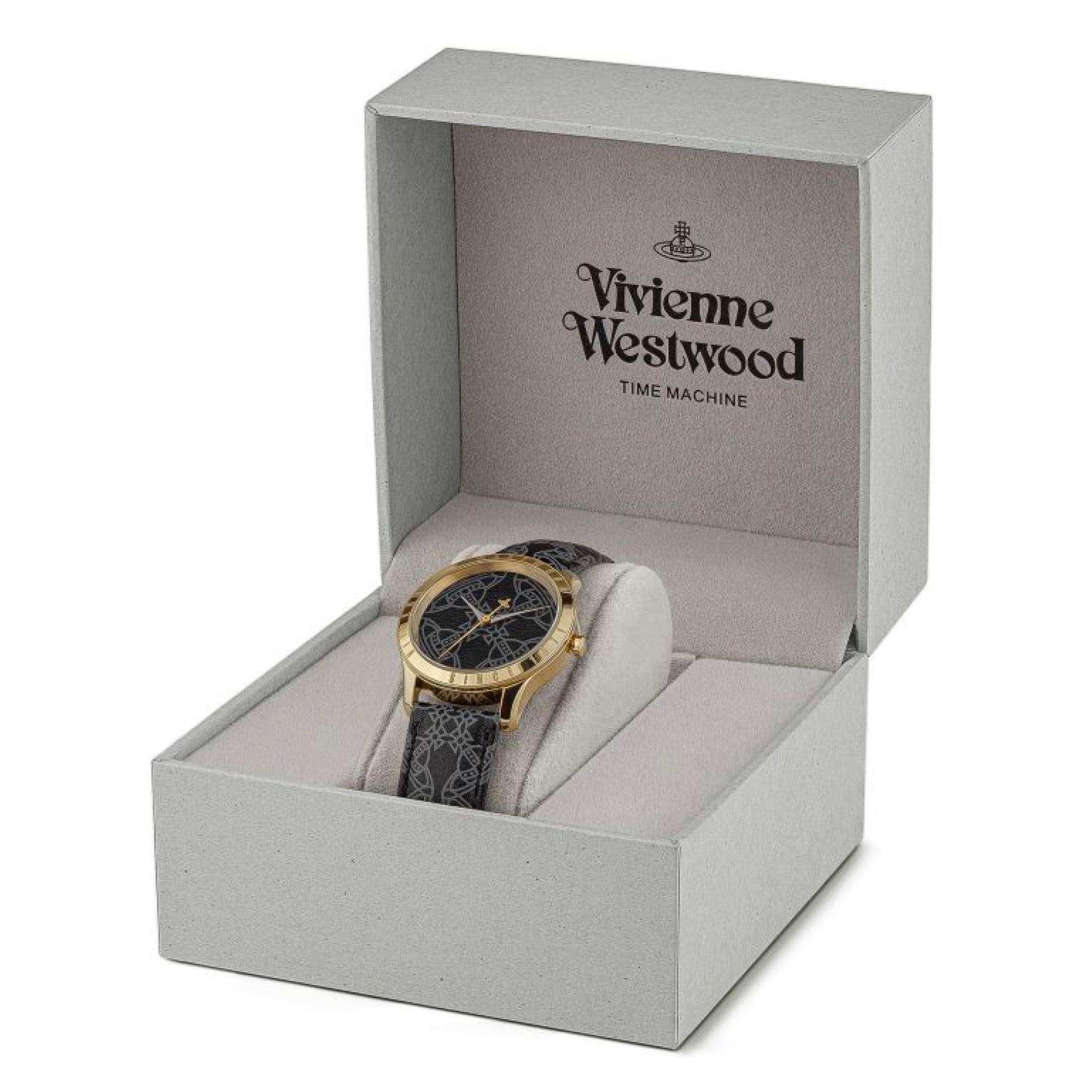 Vivienne Westwood Berkeley Schwarzes Zifferblatt Lederarmband Damenuhr VV268GDBK