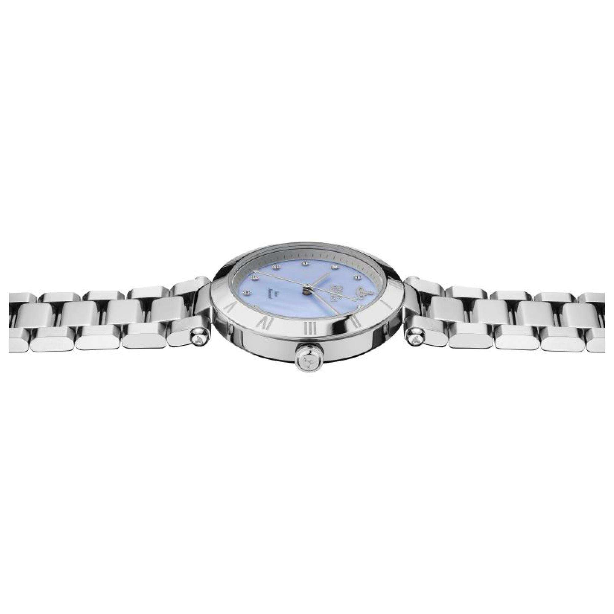 Vivienne Westwood Montagu Quarz Blaues Perlmuttzifferblatt Stahlarmband Damenuhr VV206BLSL