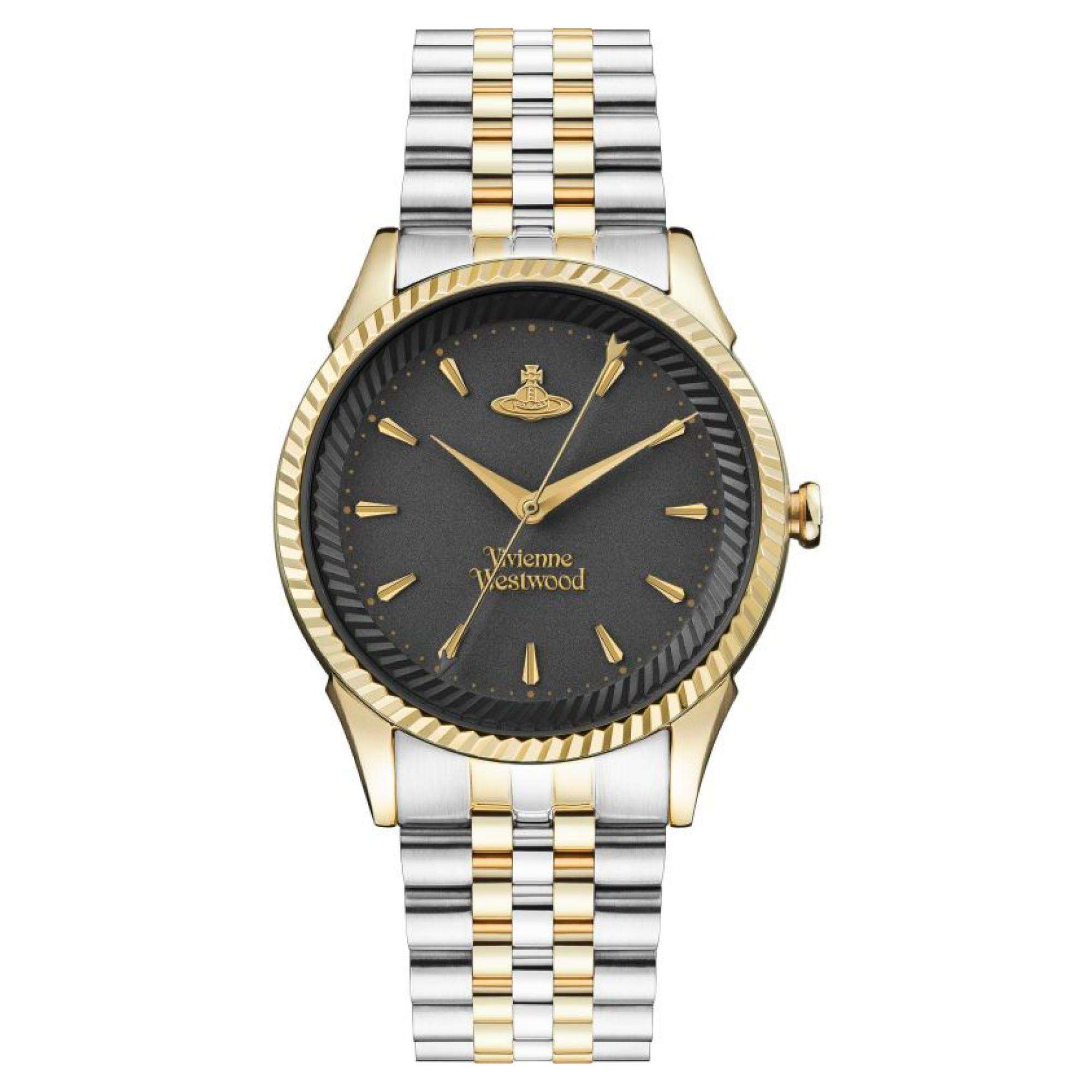 Vivienne Westwood Seymour Quarz Schwarzes Zifferblatt Zweifarbiges Silber-Gold Edelstahl Damenuhr VV240BKGS
