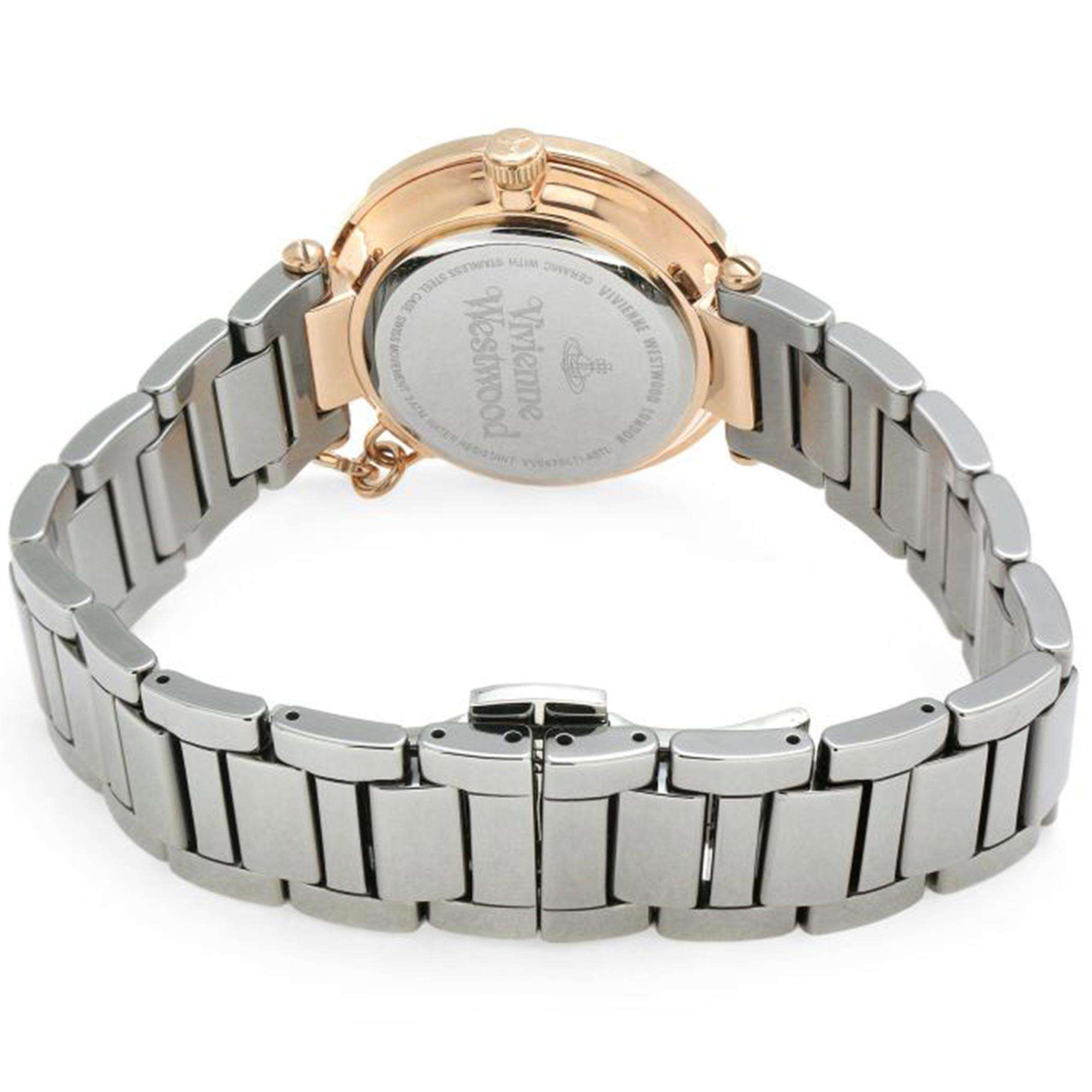 Vivienne Westwood Kensington Quarz Silbernes Zifferblatt Gunmetal Graues Stahlarmband Damenuhr VV067SLTI