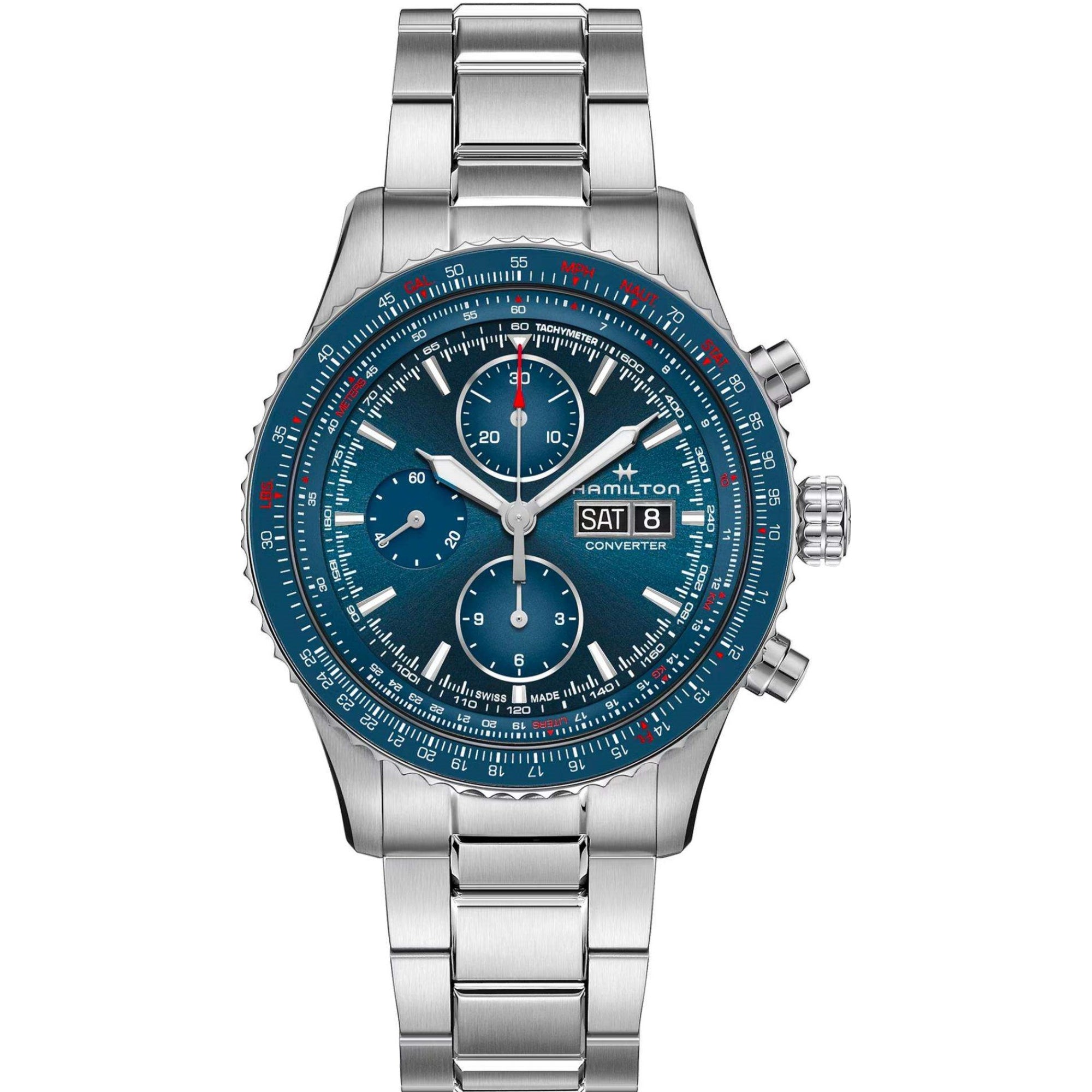 Hamilton Khaki Aviation 44mm Chronograph Blue Dial Steel Mens Automatic Watch H7674614