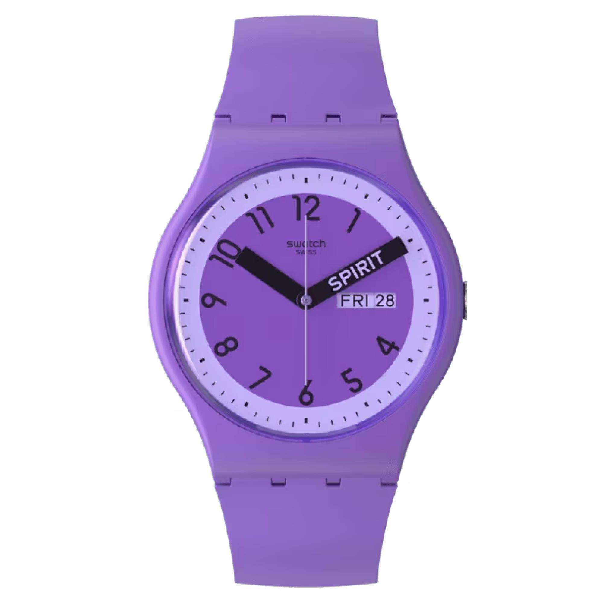 Swatch Pride Spirit 'Proudly Violet' Quarz Lila Zifferblatt Uhr SO29V700