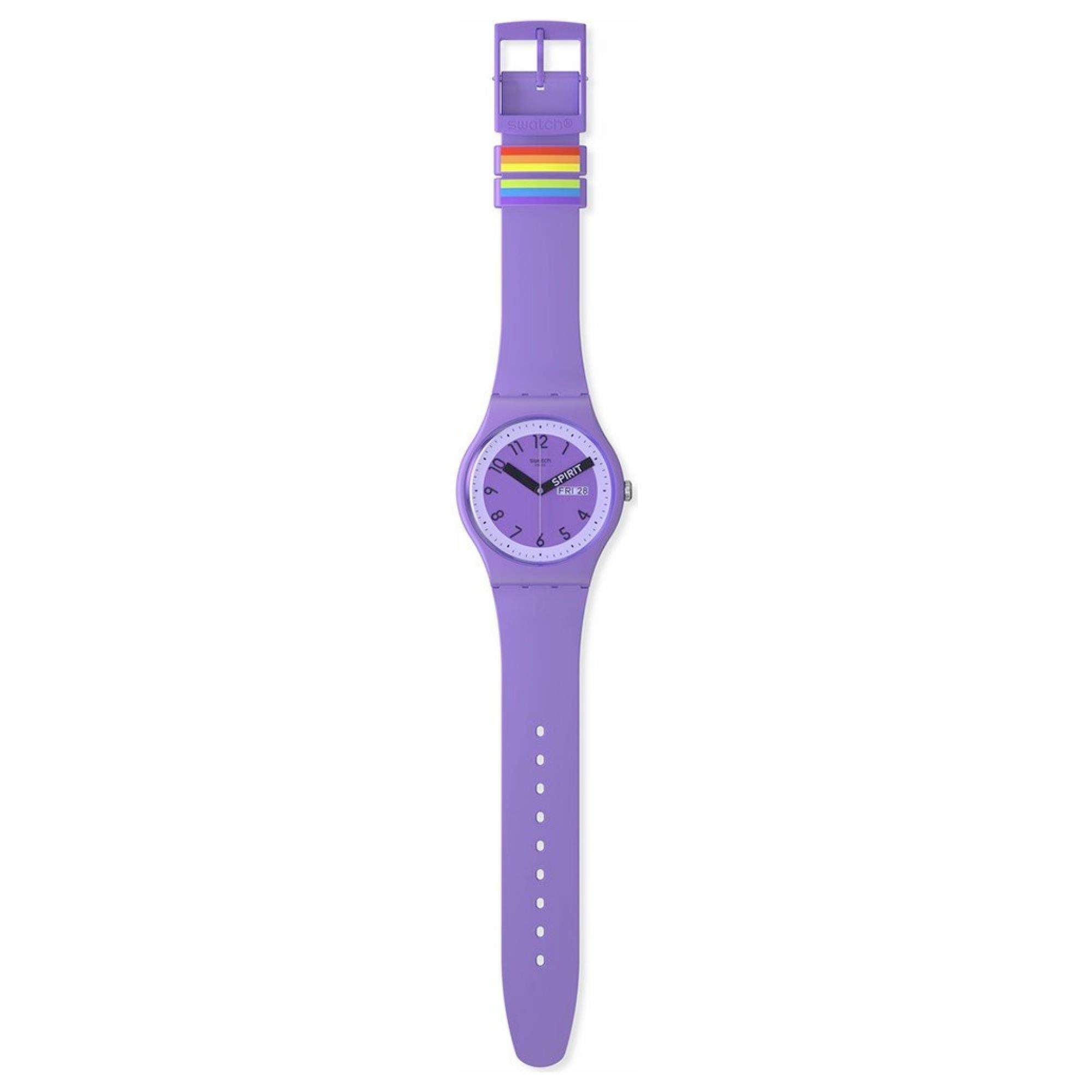 Swatch Pride Spirit 'Proudly Violet' Quarz Lila Zifferblatt Uhr SO29V700