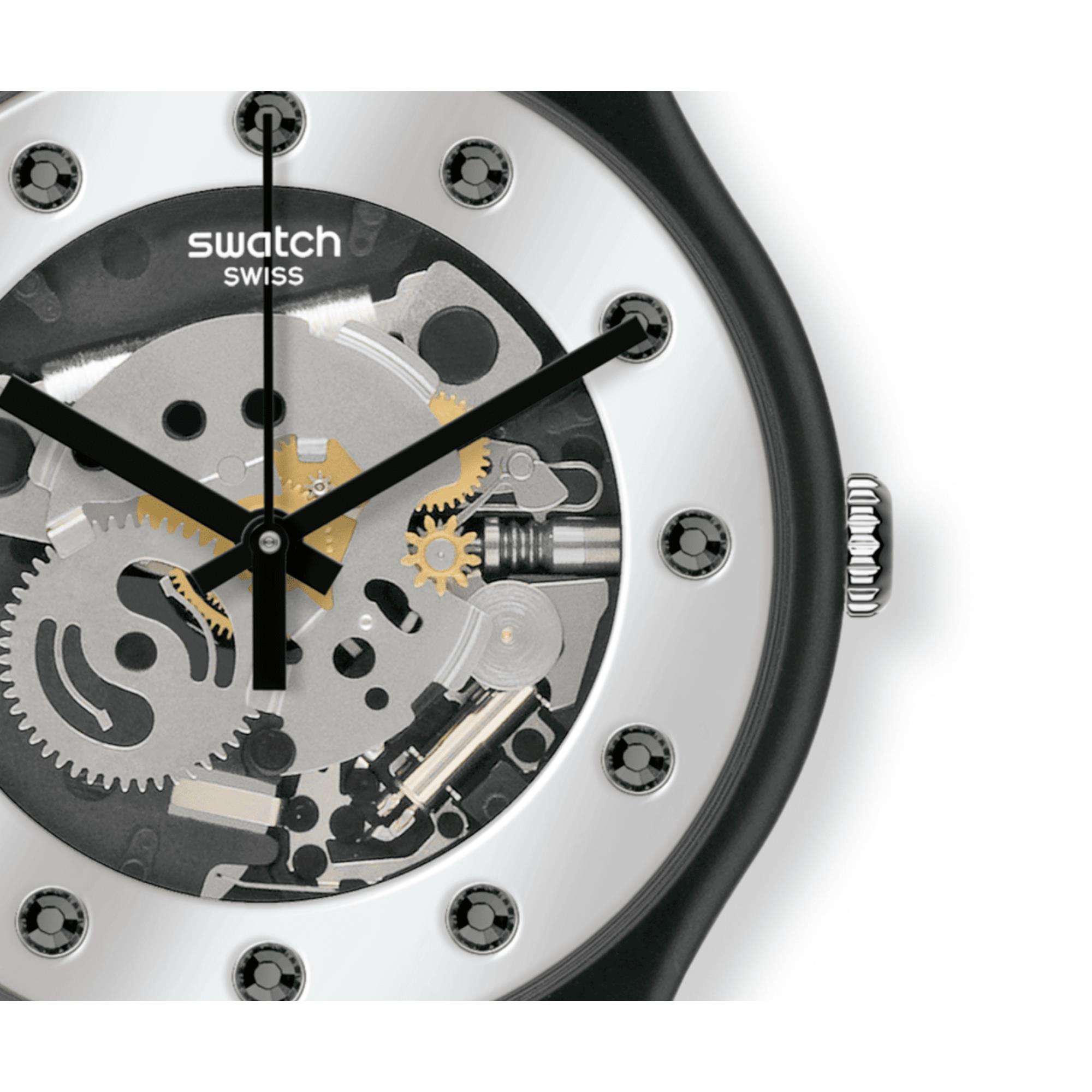 Swatch New Gent 'Silver Glam Again' Quarz Silber Zifferblatt Unisex Uhr SO29B109