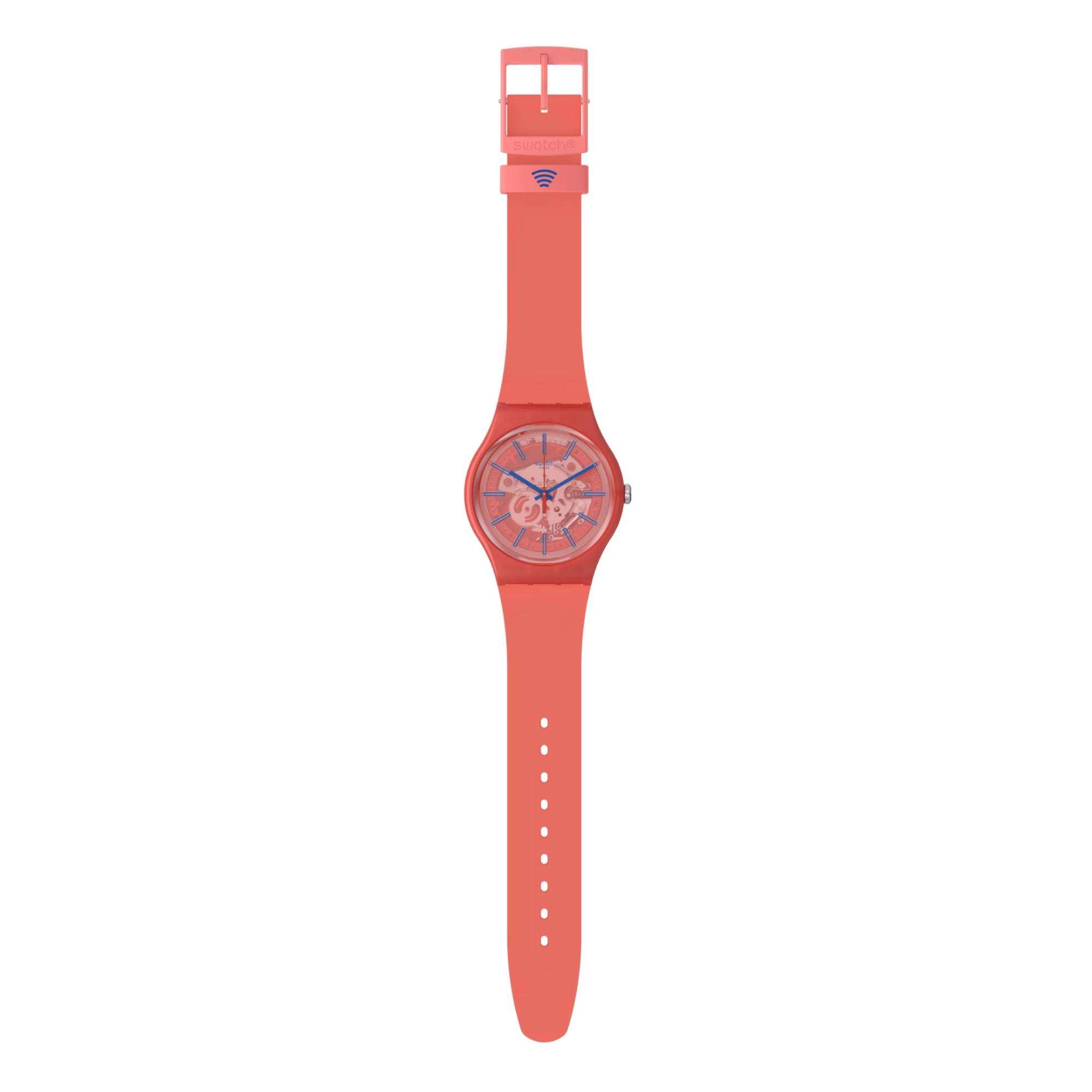 Swatch The January Collection 'Redder Than Red PAY!' Quarz Rotes Zifferblatt Uhr SO29R107-5300