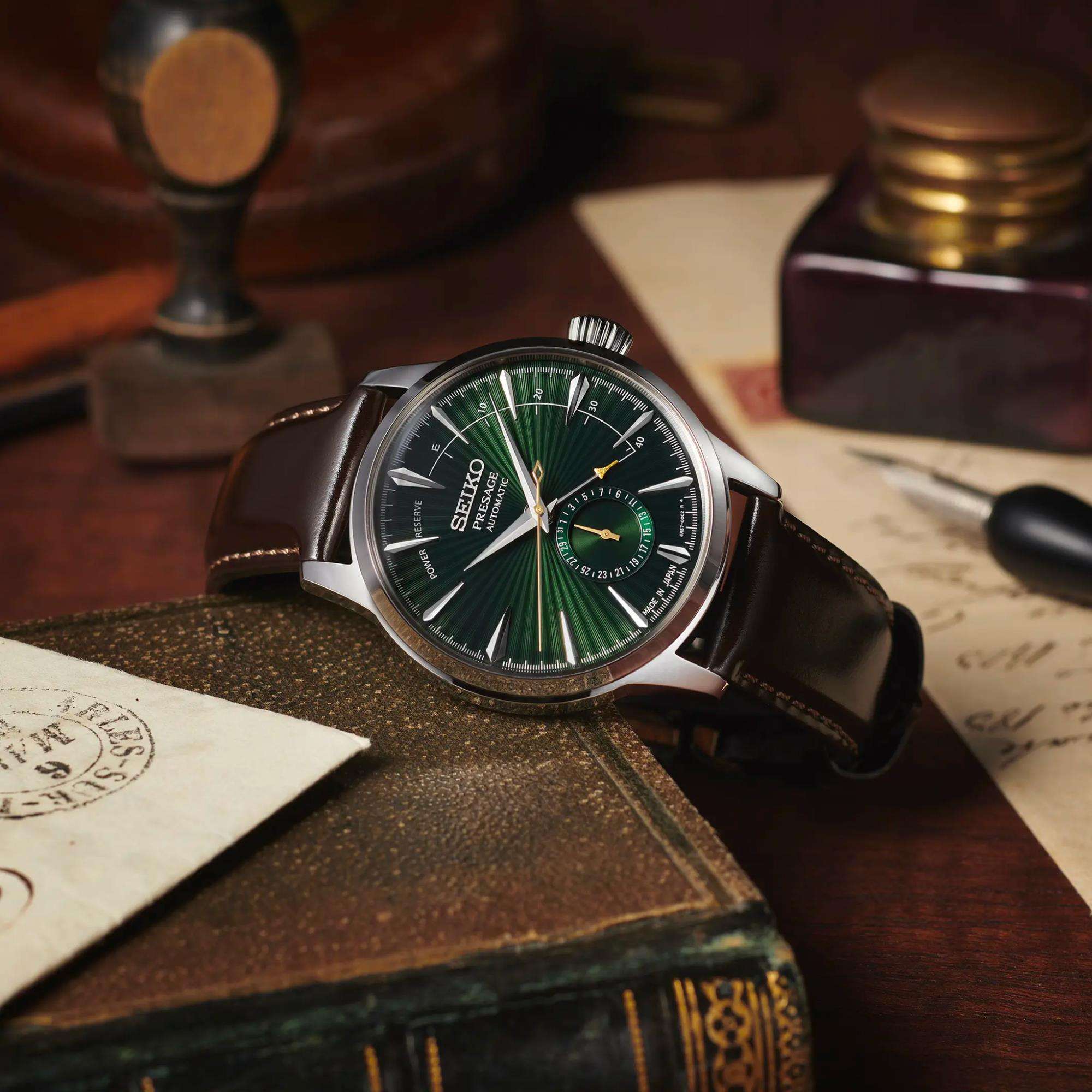 Seiko Presage Cocktail Time 'Midnight Mockingbird' Grün Zifferblatt Herren Uhr SSA459J1