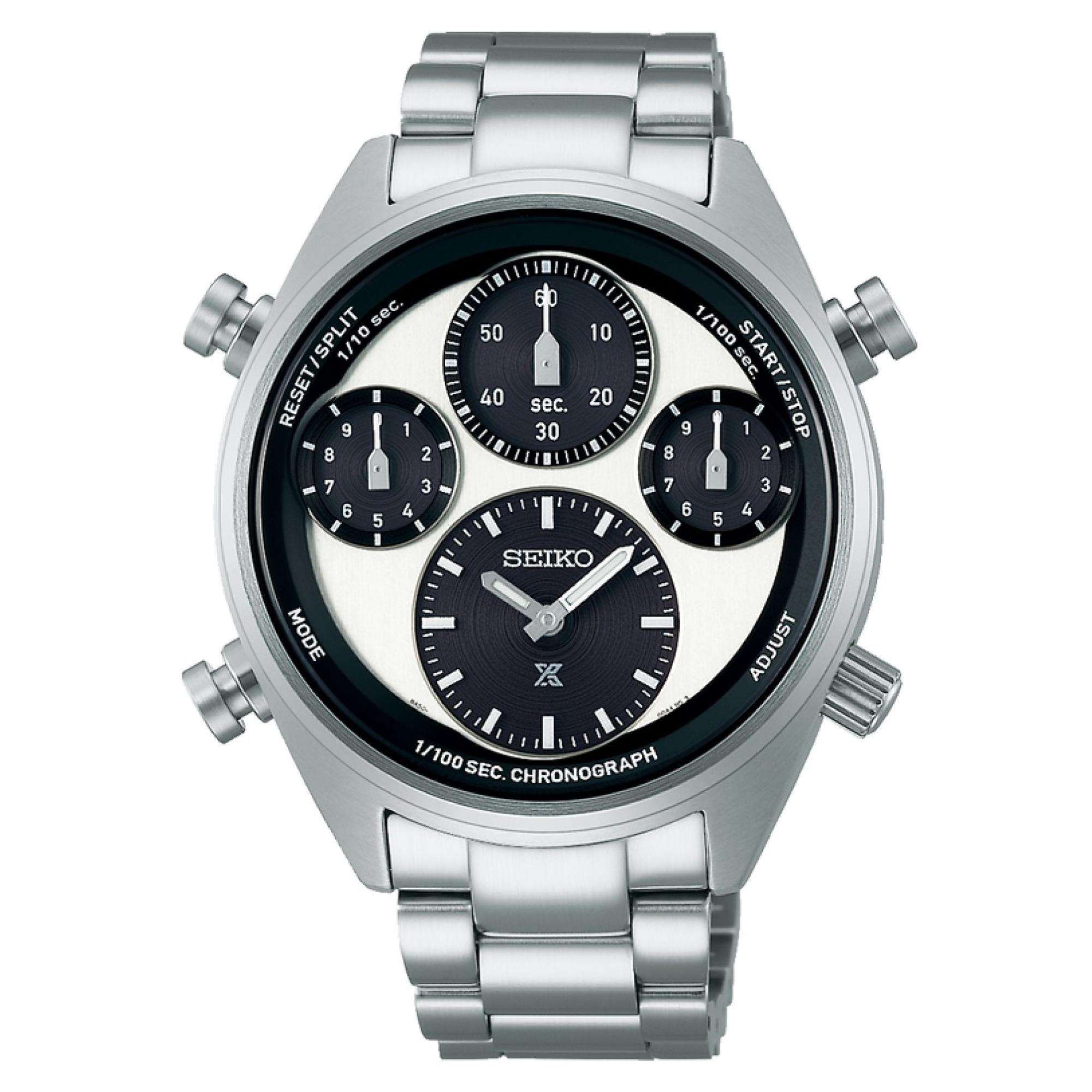 Seiko Prospex Panda Speedtimer One-Hundredth of a Second Solar Chronograph Multicoloured Dial Men's Watch SFJ001P1