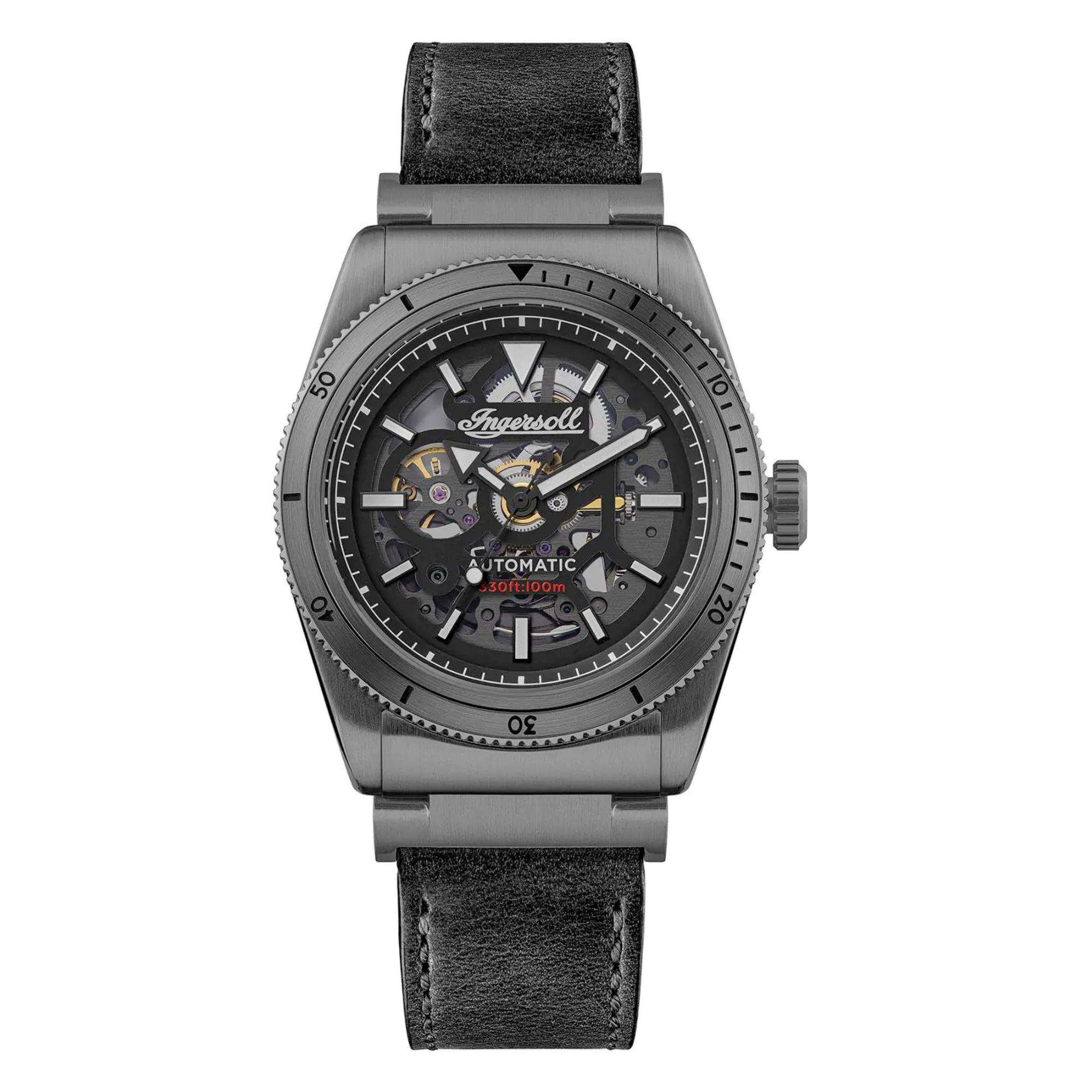 Ingersoll The Scovill 1892 Automatic Black Dial Leather Strap Men's Watch I13902