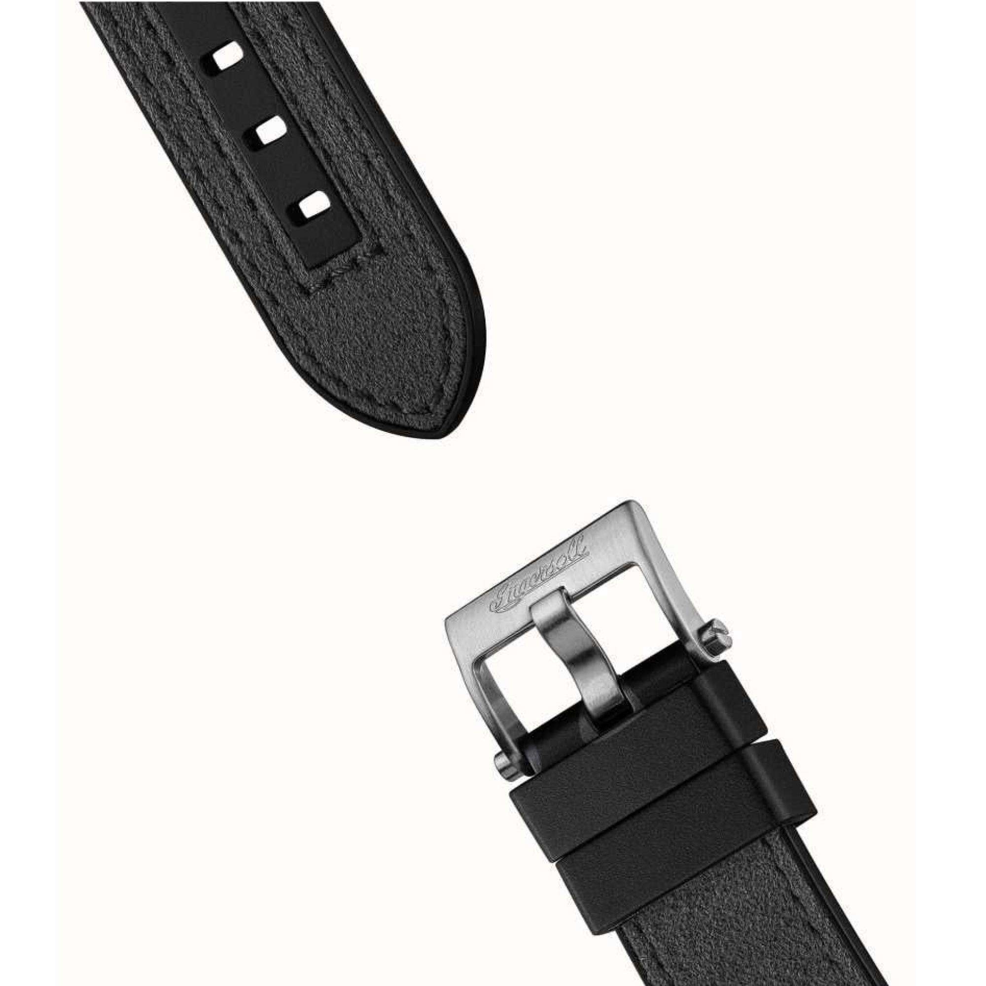 Ingersoll The Challenger 1892 Automatik Herren Uhr Silbernes Zifferblatt Schwarzes PU-Alcantara-Armband I12306