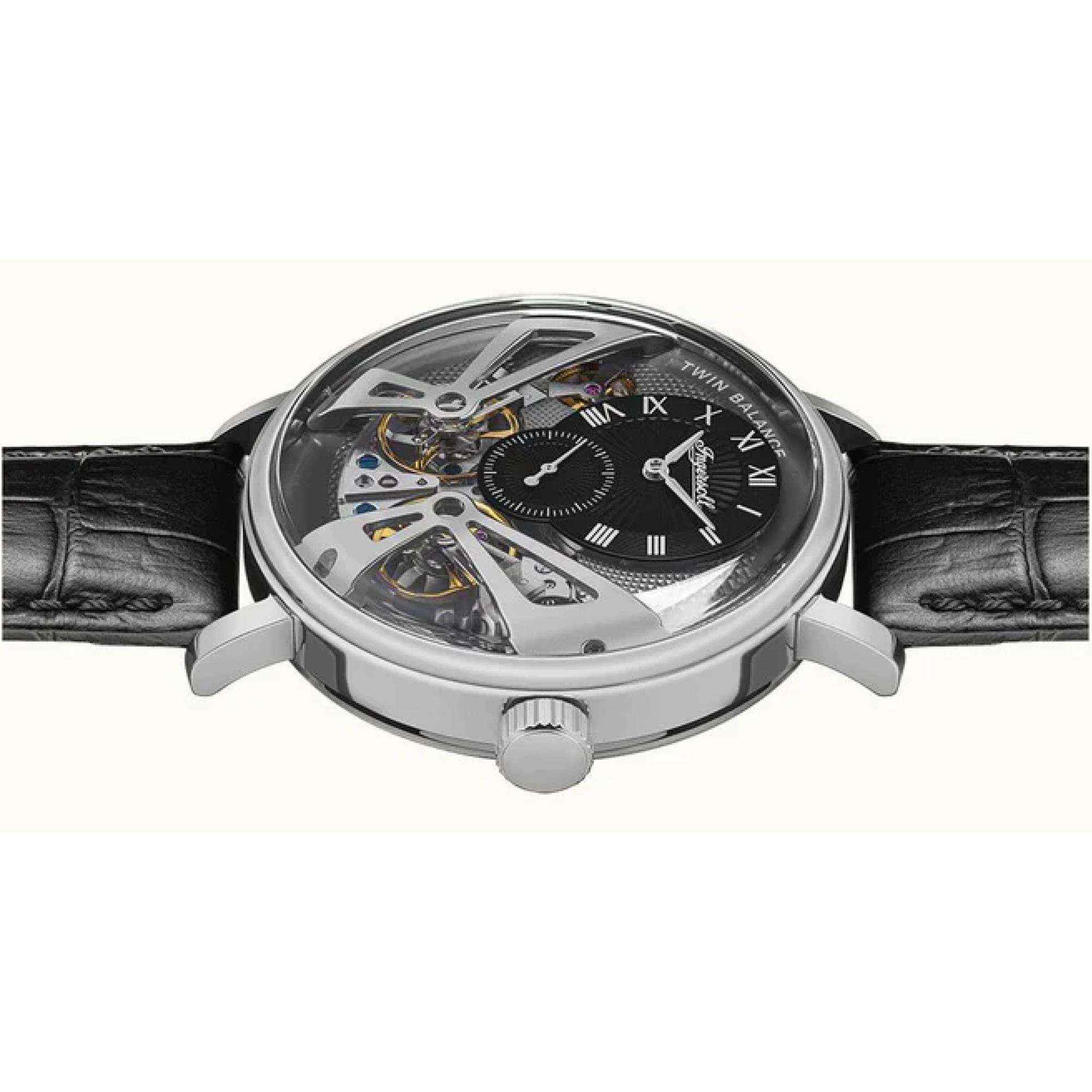 Ingersoll The Tennessee 1892 Automatik Herren Uhr Graues Zifferblatt Schwarzes Lederarmband I13103