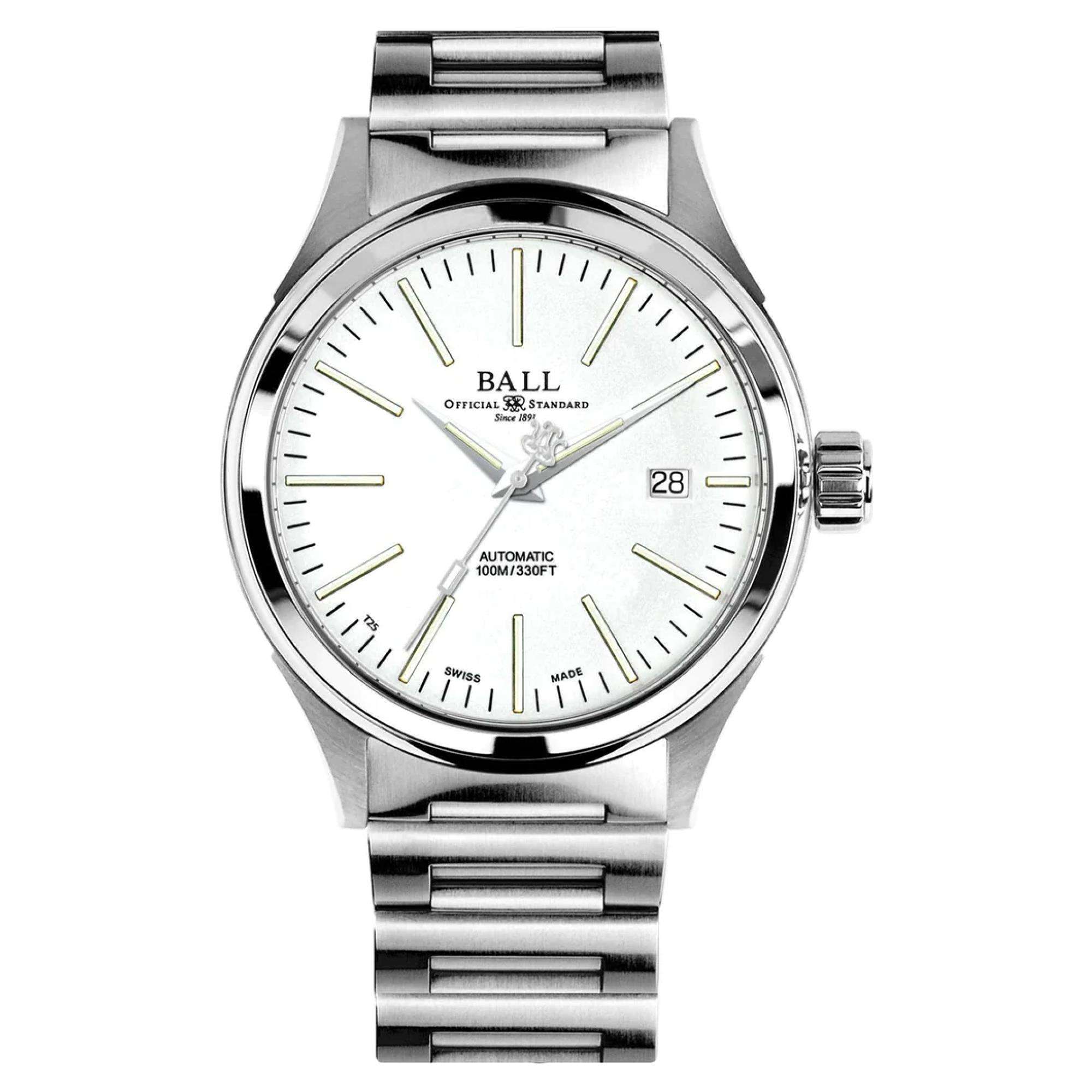 BALL Fireman 'Enterprise' Automatic White Dial Steel Strap Men's Watch NM2098C-S20J-WH