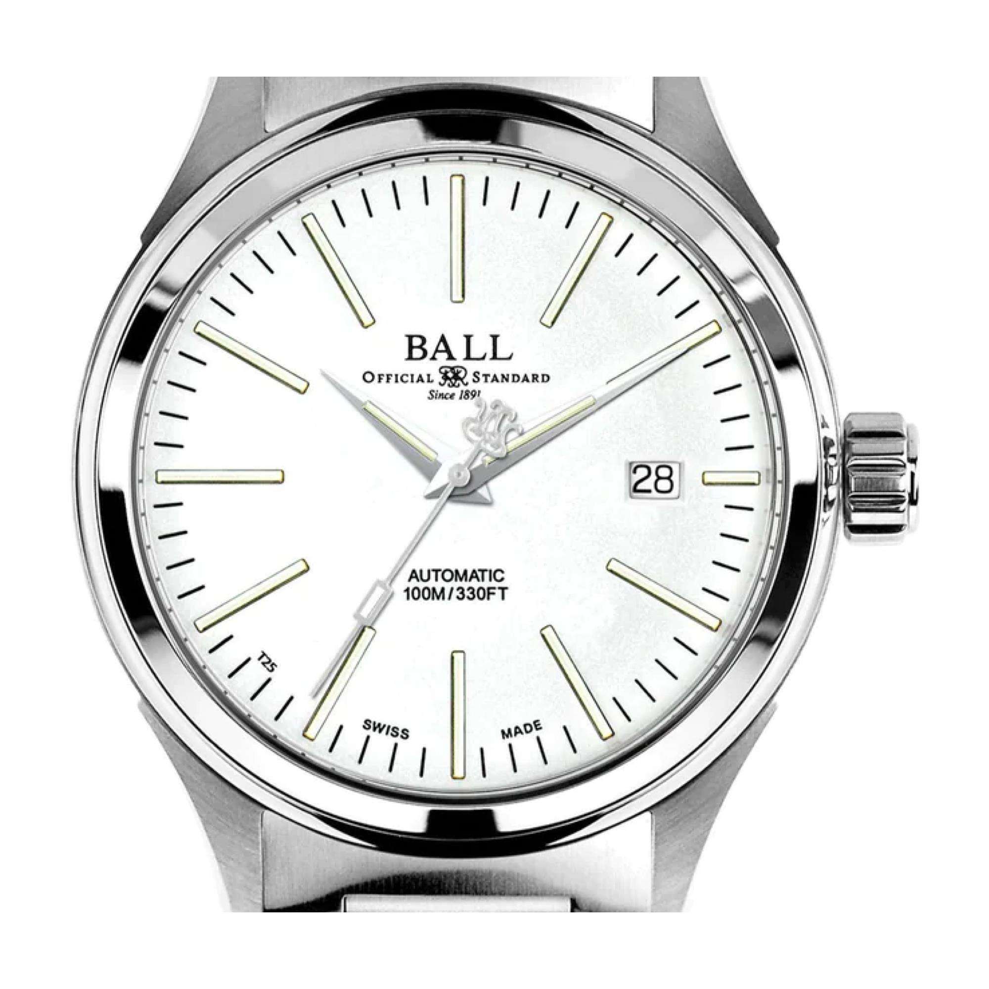 BALL Fireman 'Enterprise' Automatic White Dial Steel Strap Men's Watch NM2098C-S20J-WH