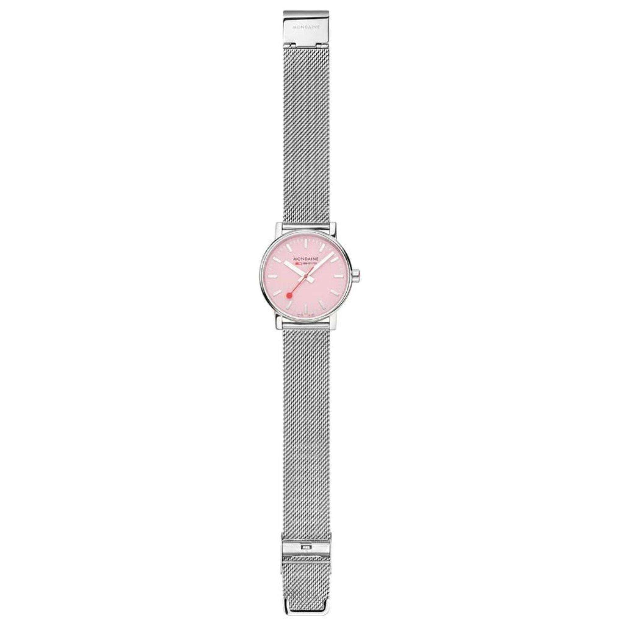 Mondaine Evo2 35mm Pink Dial Steel Ladies Quartz Watch MSE.35130.SM