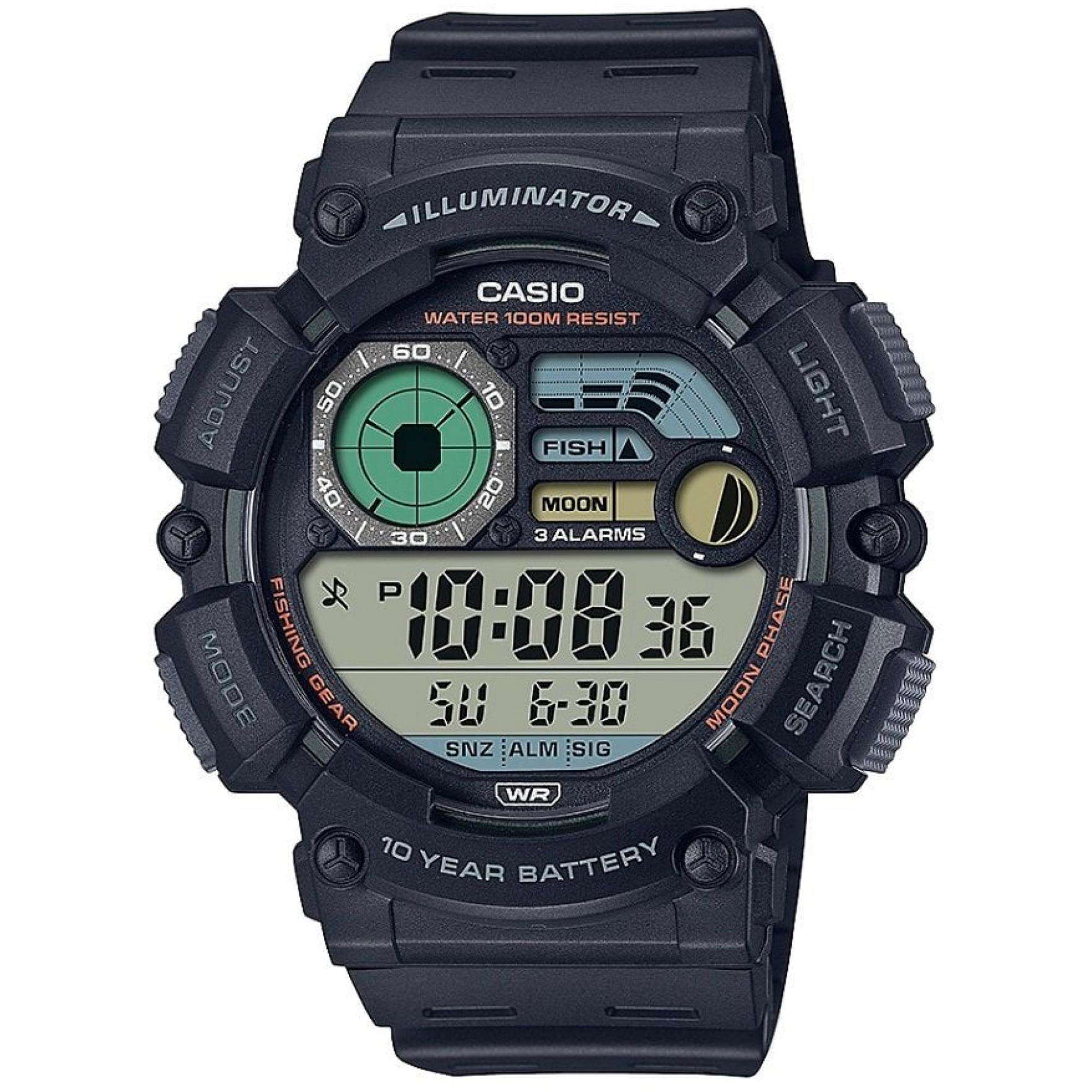 Casio Moon Fishing Phase "Fish Finder" Quartz Mens Watch WS-1500H-1AVEF