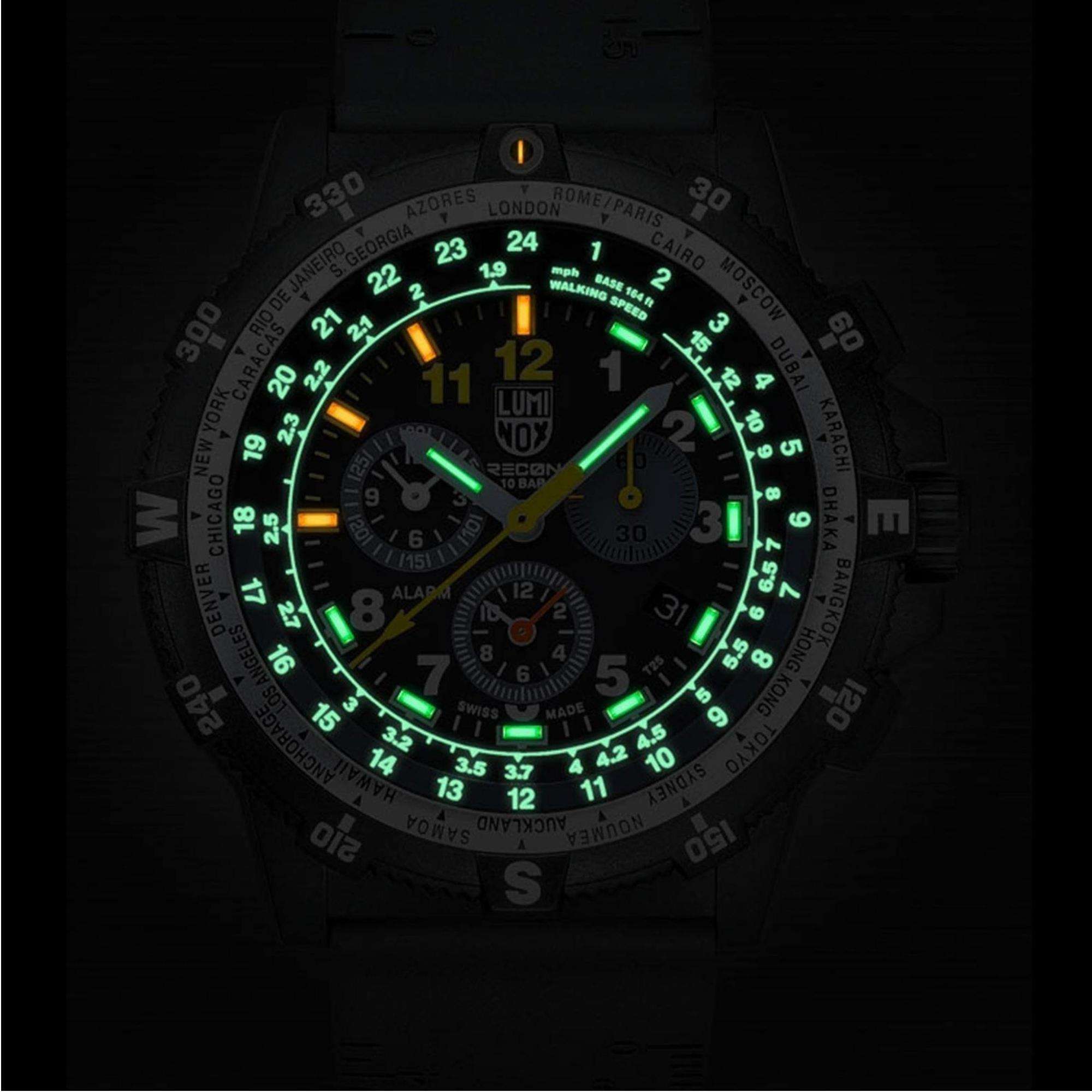 Luminox Recon III Team Leader Chronograph Serie D 8840 Schwarzes Zifferblatt Schwarzes Silikonarmband Herren Uhr XL.8842.MI.F