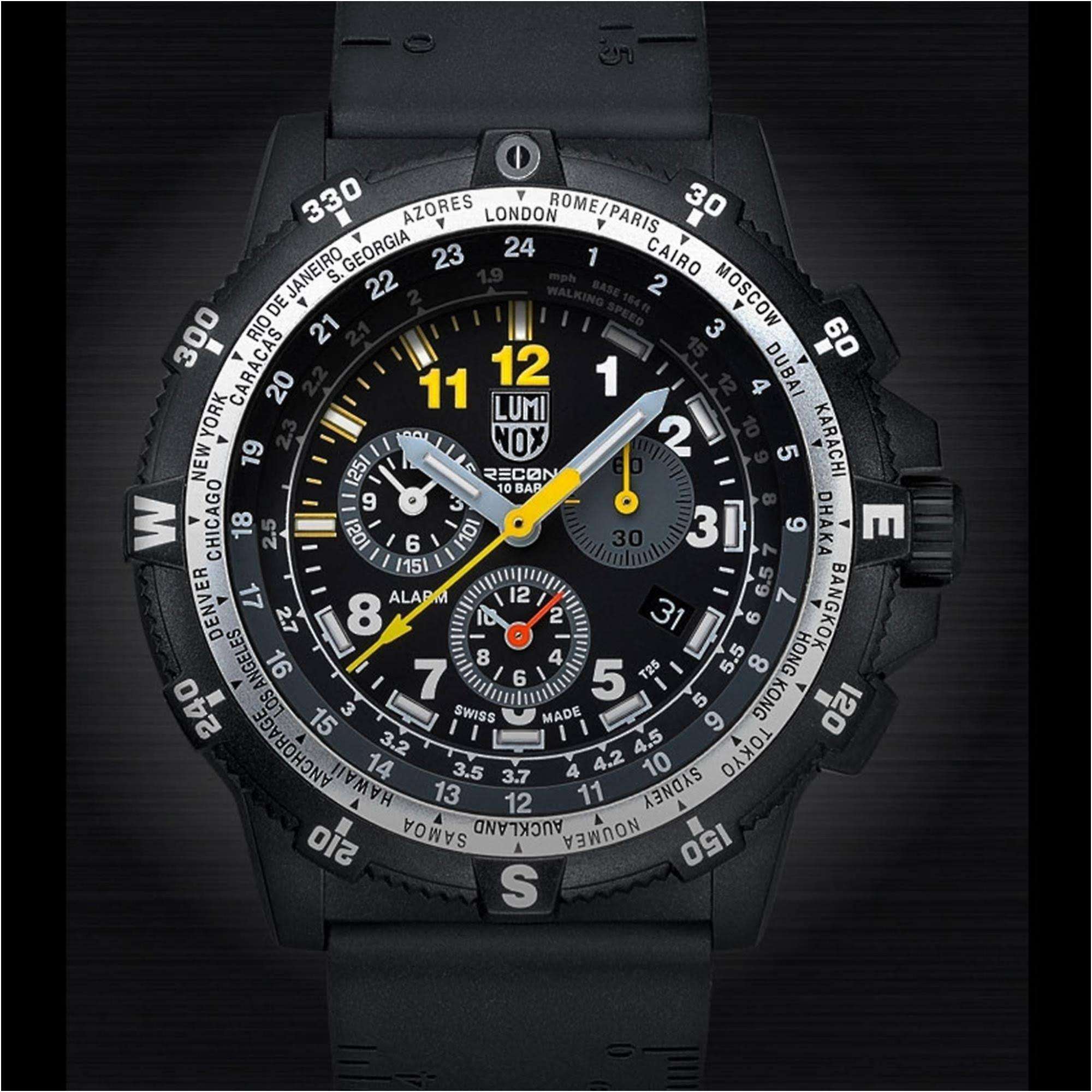 Luminox Recon III Team Leader Chronograph Serie D 8840 Schwarzes Zifferblatt Schwarzes Silikonarmband Herren Uhr XL.8842.MI.F