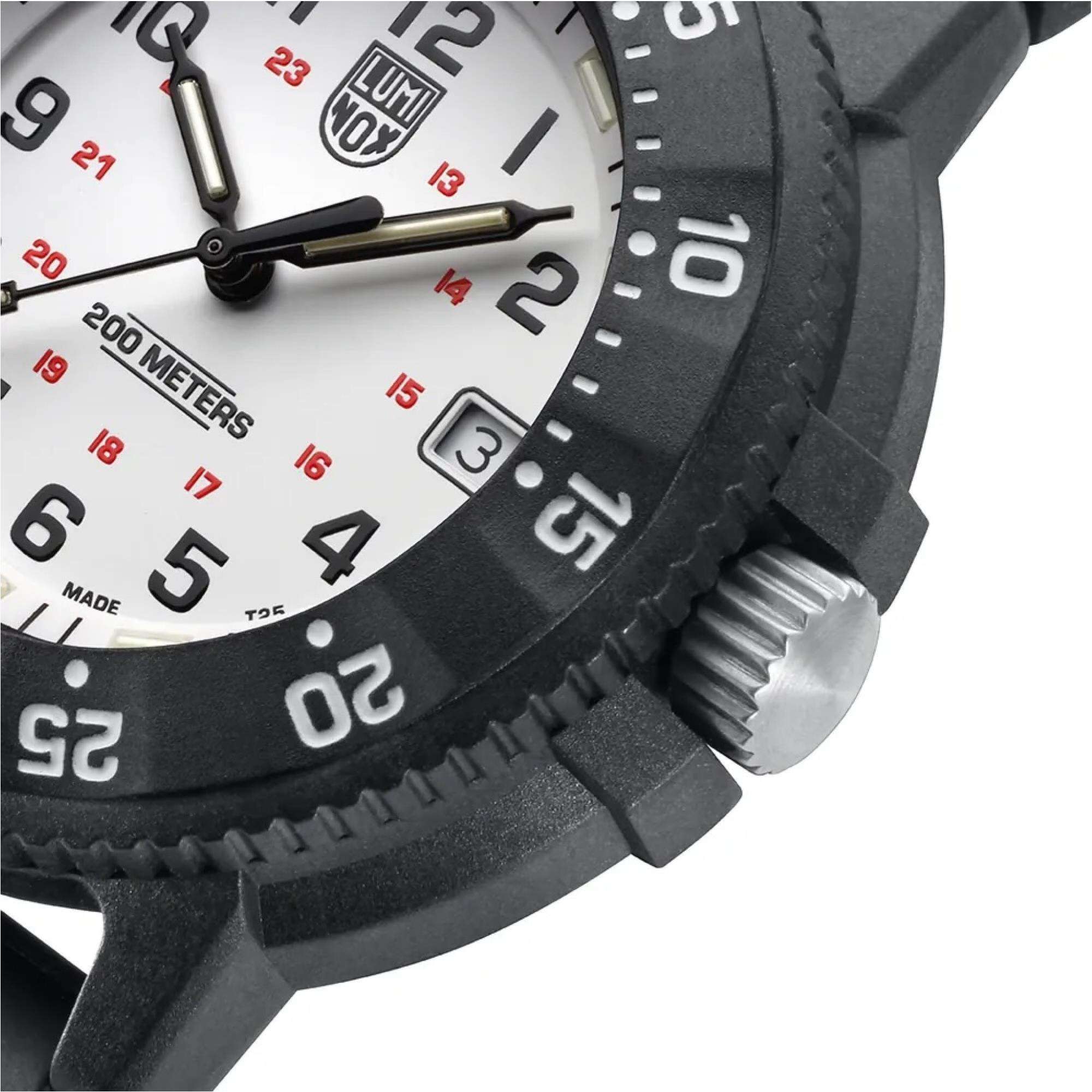 Luminox Original Navy Seal 3000 Evo Serie Weißes Zifferblatt Gummiband Herren Uhr XS.3007.EVO.S