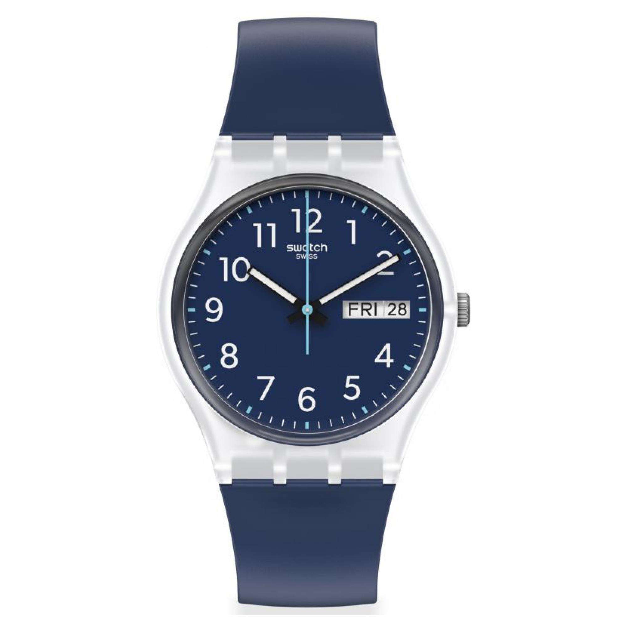 Swatch ORIGINAL GENT Rinse Repeat Marineblaues Zifferblatt Uhr GE725