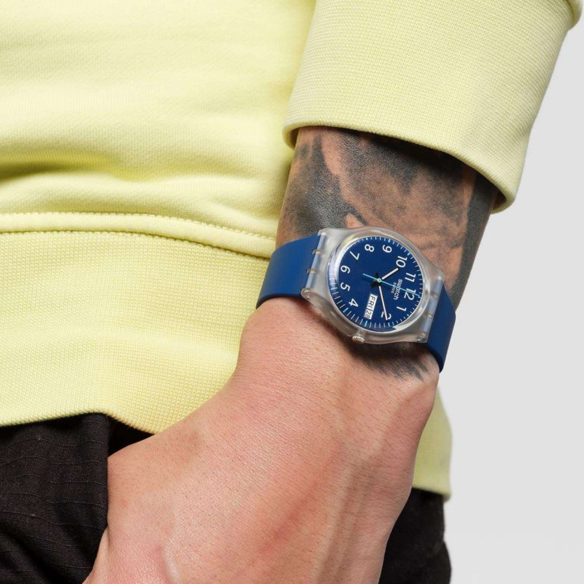 Swatch ORIGINAL GENT Rinse Repeat Marineblaues Zifferblatt Uhr GE725