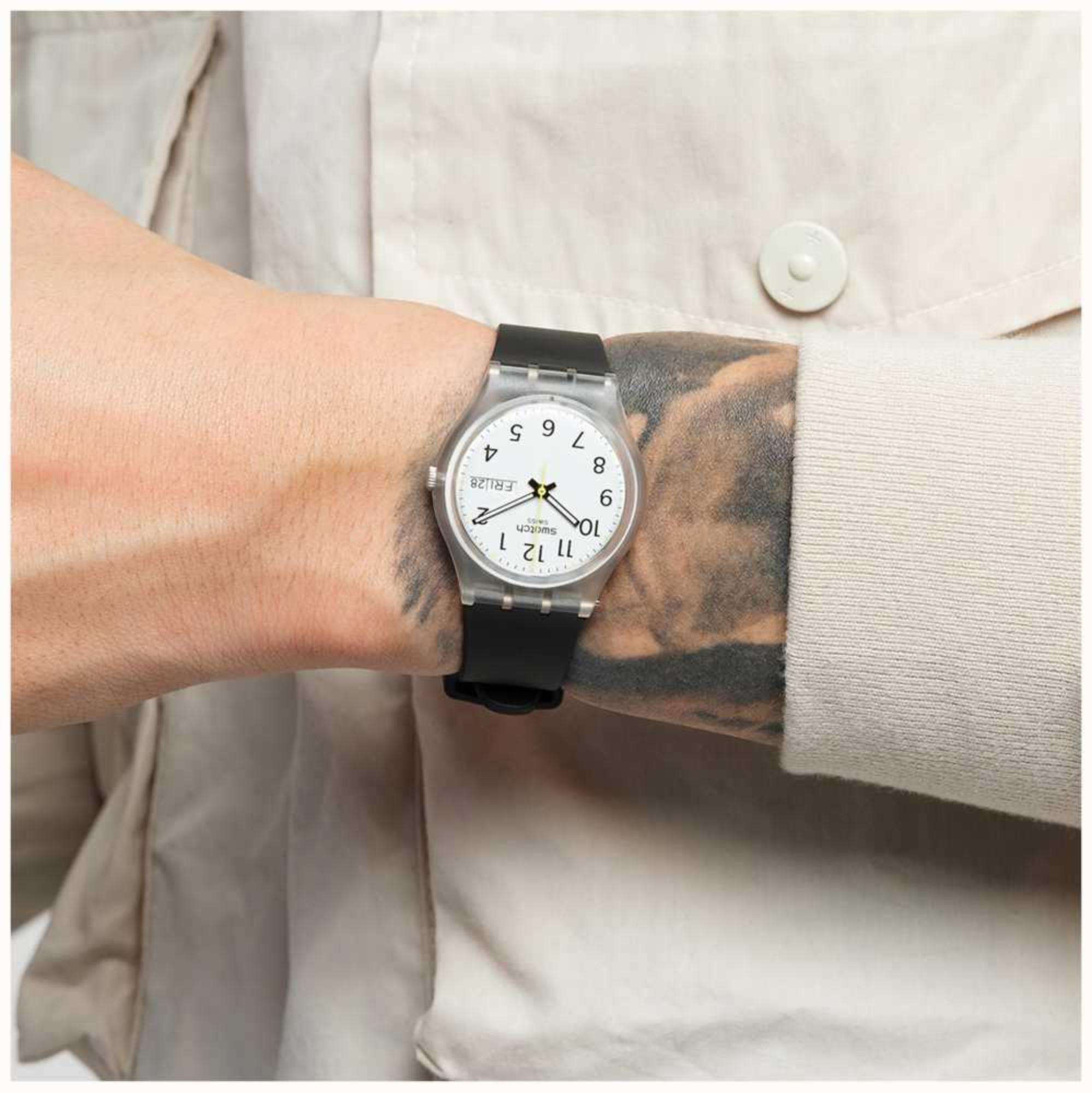 Swatch Rinse Repeat Schwarze Monatliche Drops Schwarze Herren Uhr GE726-S26