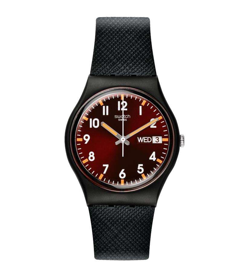 Swatch SIR RED Klassische Original Gent Rotes Zifferblatt Uhr SO28B704
