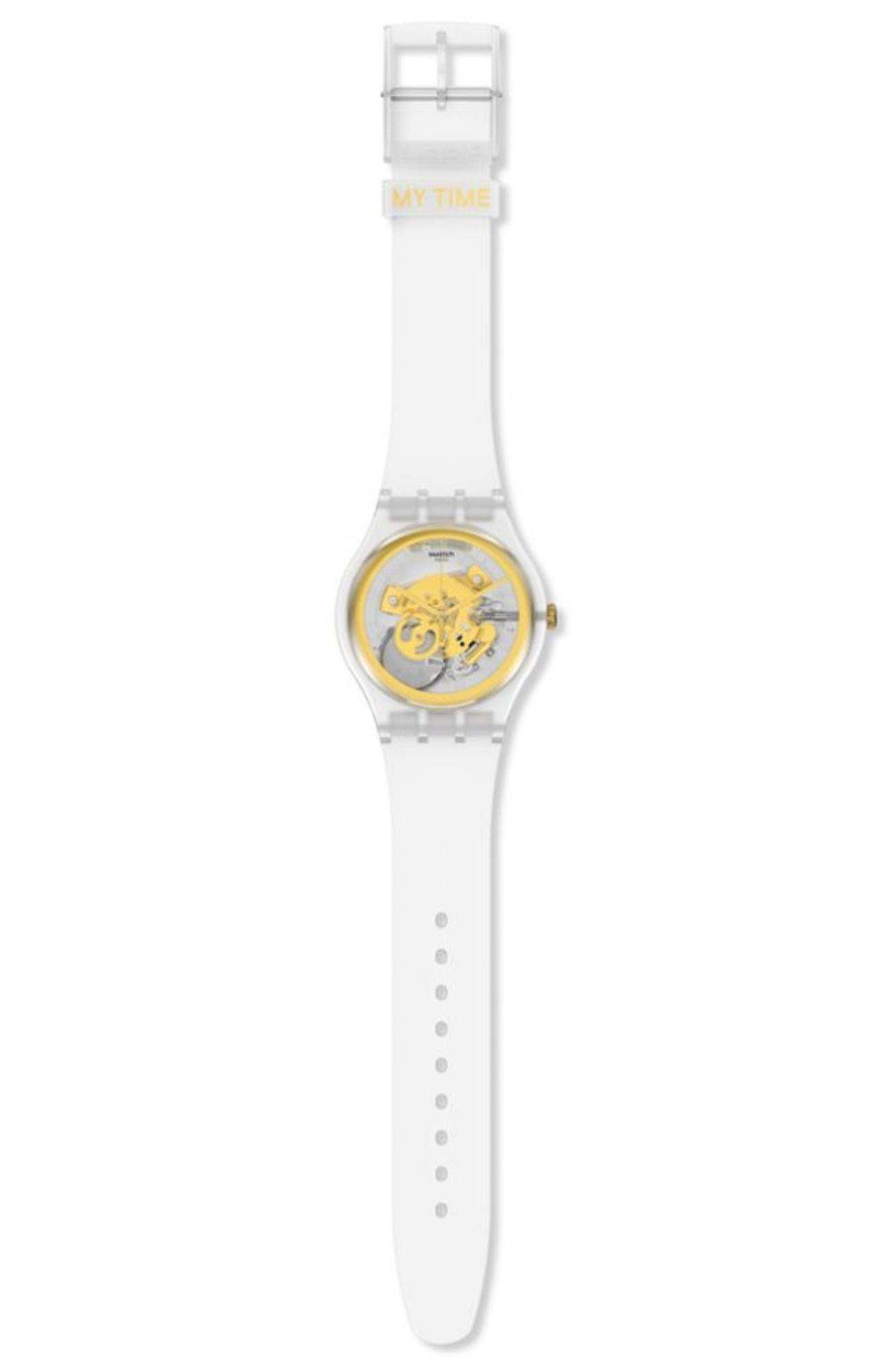 Swatch MY TIME Neue Gent Transparente Zifferblatt Silikonarmband Uhr SVIZ102-5300