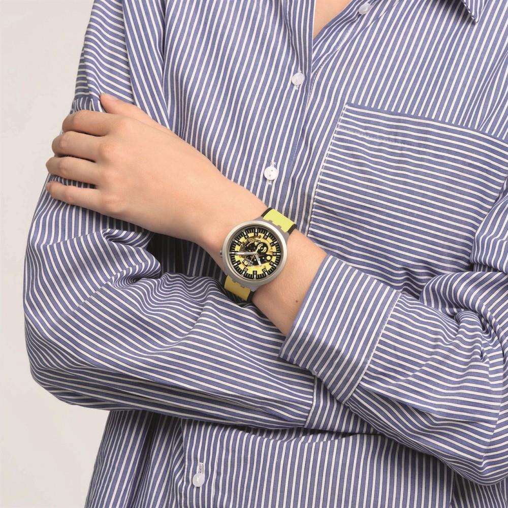 Swatch BOLDEN YELLOW Big Bold Gelbes Zifferblatt Herren Uhr SB07S109