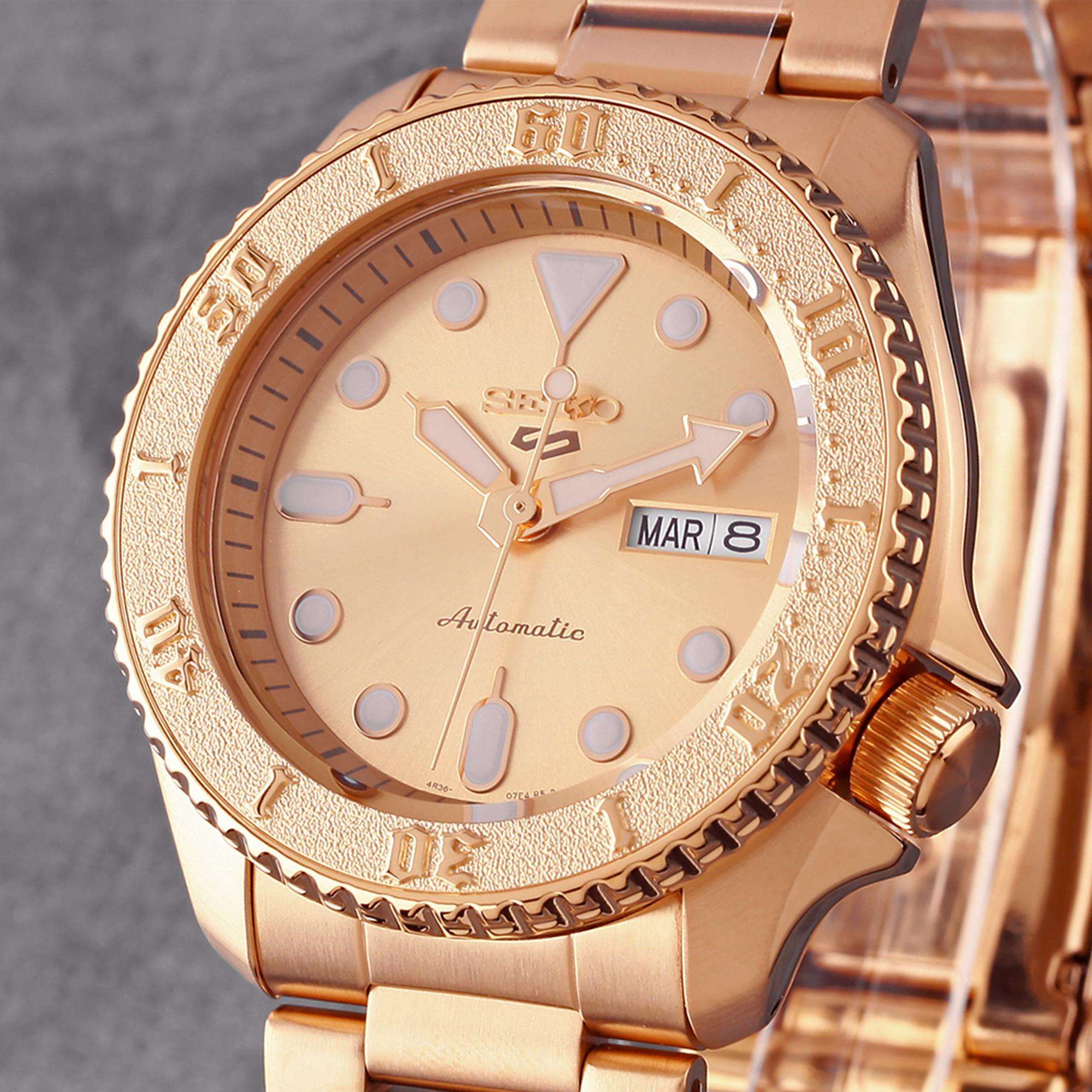 Seiko 5 Sports Automatik Roségold Zifferblatt Herren Uhr SRPE72K1