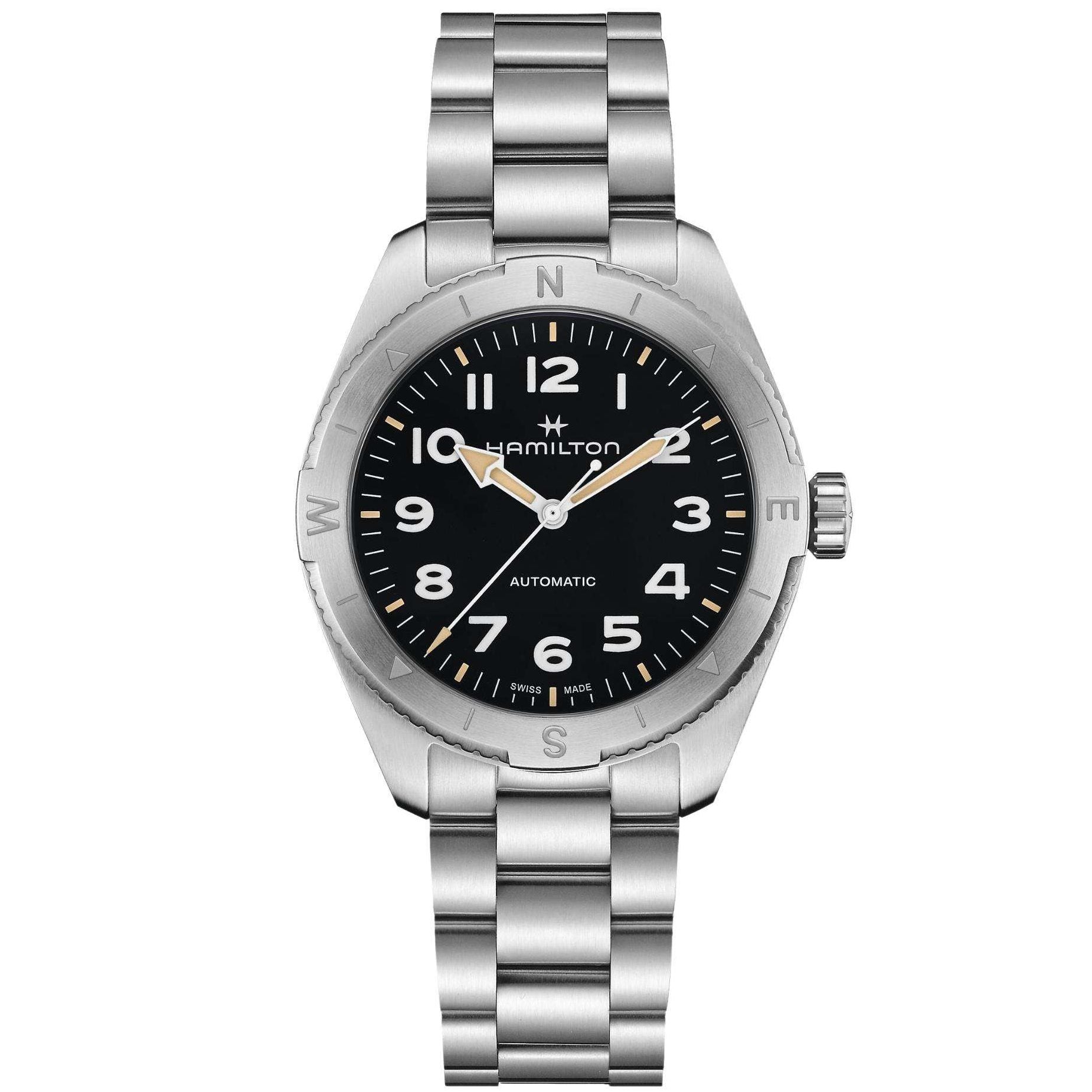Hamilton Khaki Field 37mm Expedition black dial steel automatic watch H70225130 front view