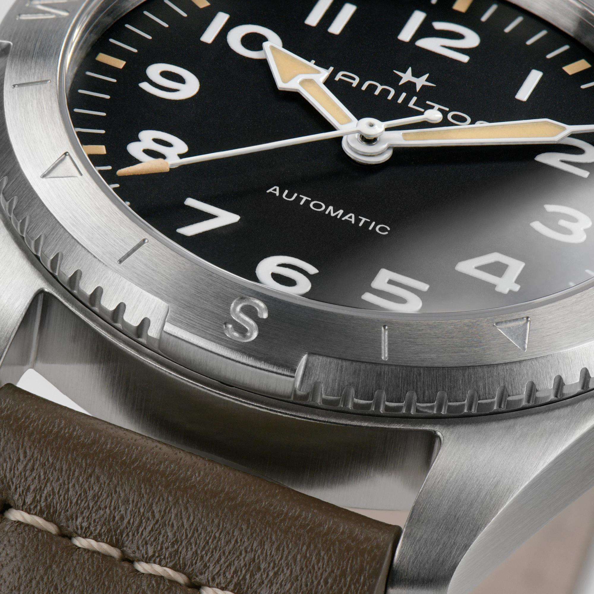 Hamilton Khaki Field 37mm Expedition Black Dial Leather Automatic Watch H70225830