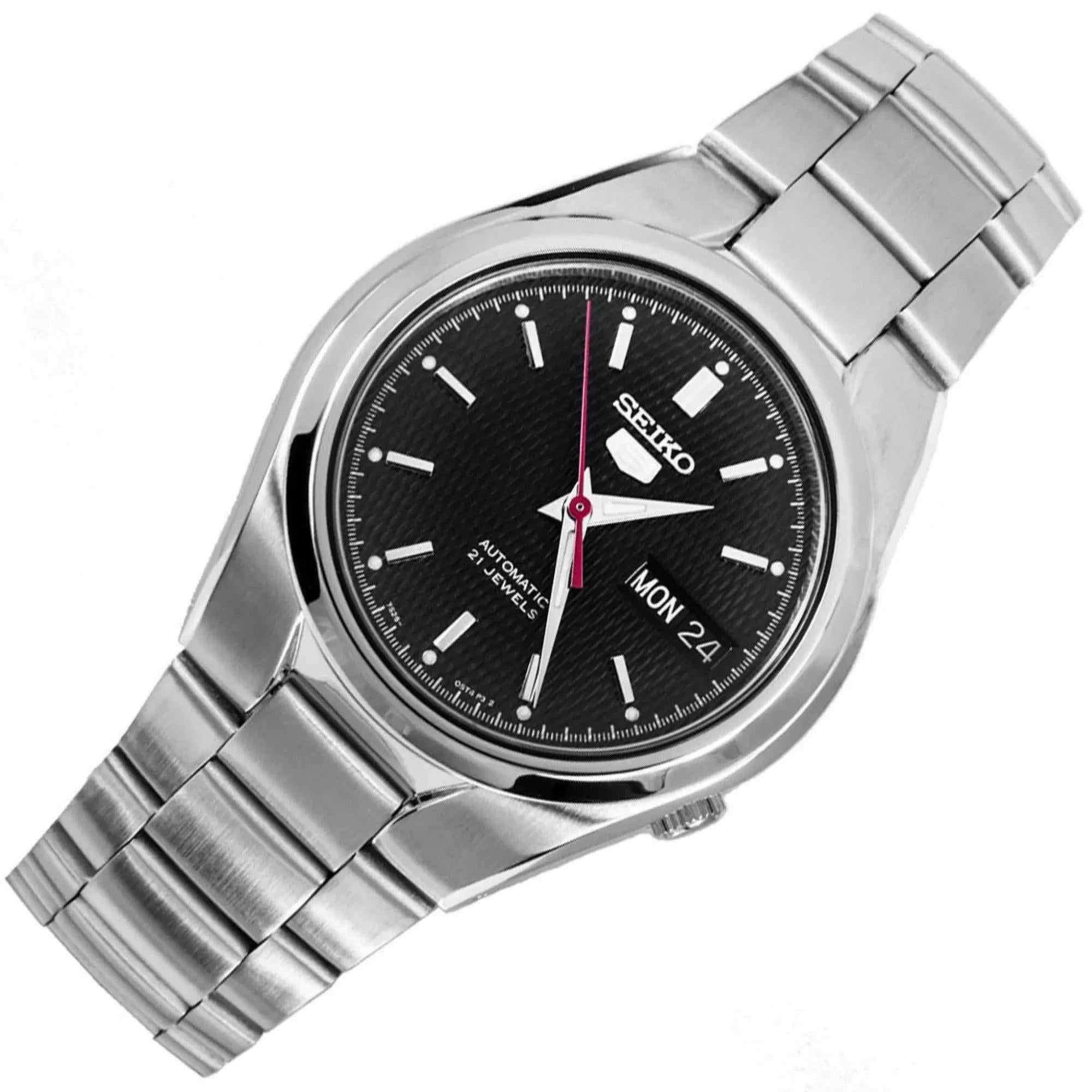 Seiko 5 automatic black dial stainless steel watch SNK607K1