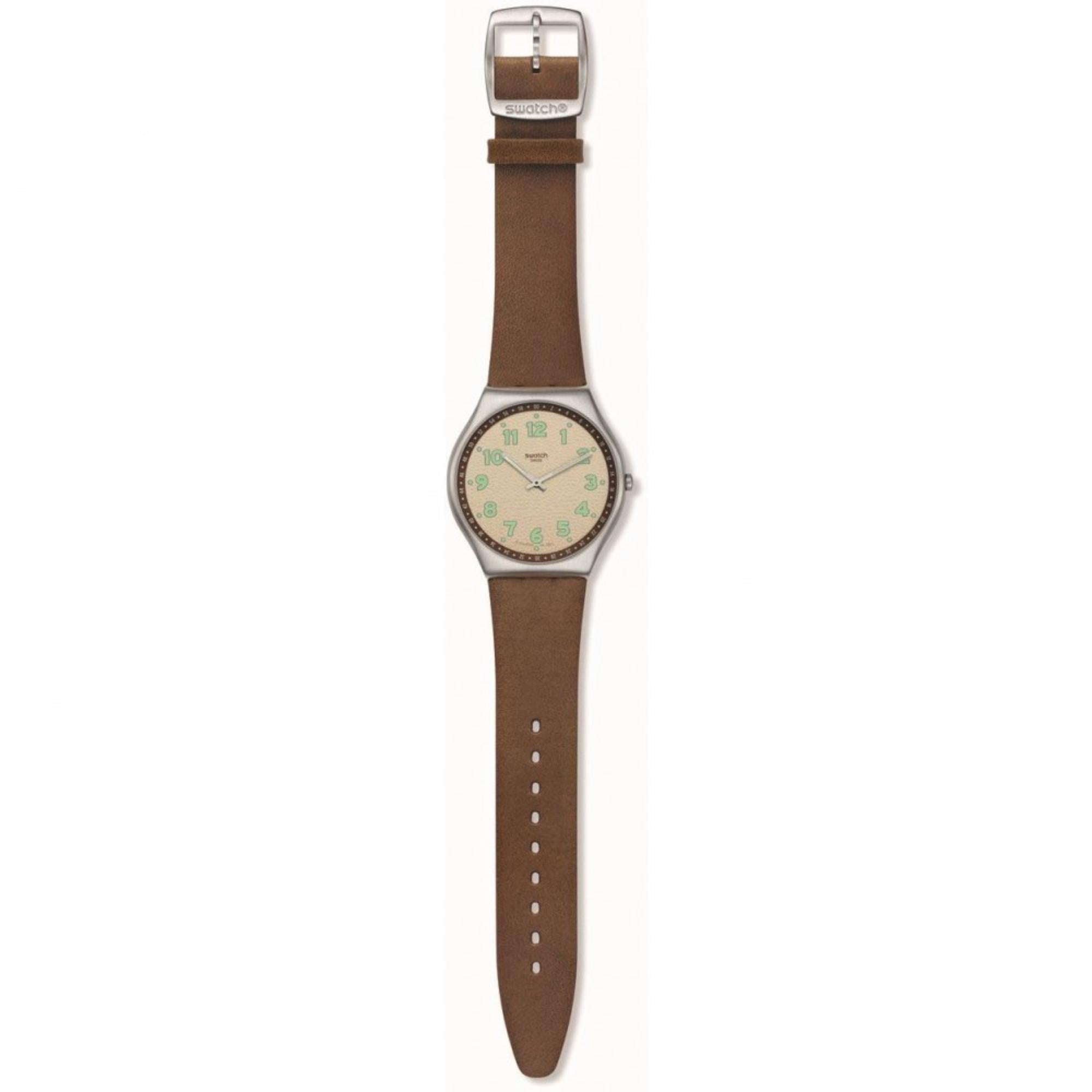 Swatch Tabby Hepcat Beiges Zifferblatt Lederuhr SS07S135