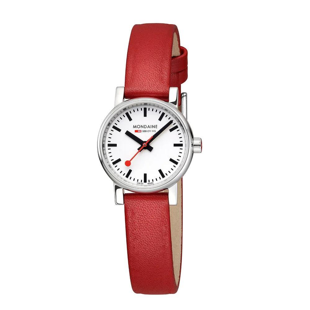 Mondaine Evo2 26mm White Dial Leather Ladies Quartz Watch MSE.26110.LCV