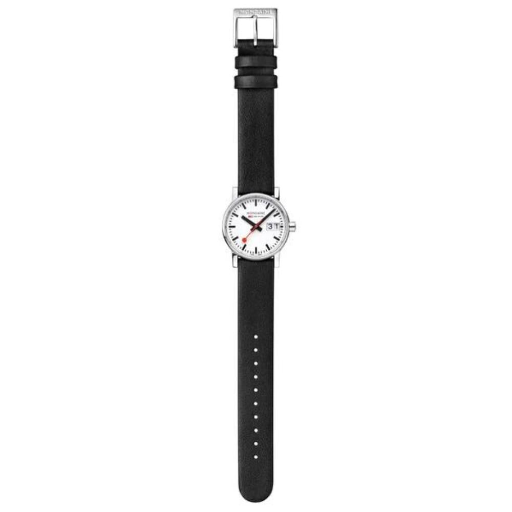 Mondaine Evo2 30mm Weißes Zifferblatt Leder Damen Quarz Uhr MSE.30210.LBV