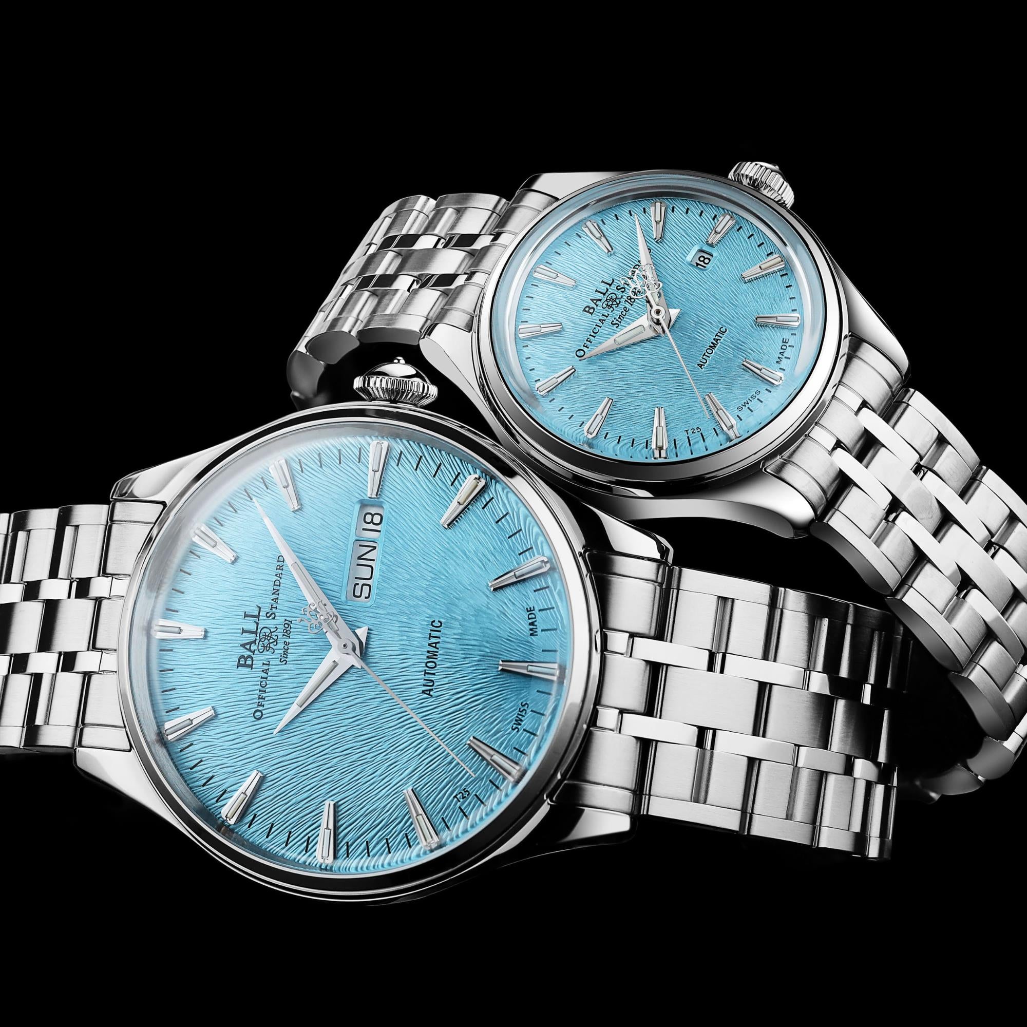 Ball Trainmaster Eternity Automatik Eisblaues Zifferblatt Edelstahlarmband Herren Uhr NM2080D-S2J-IBE