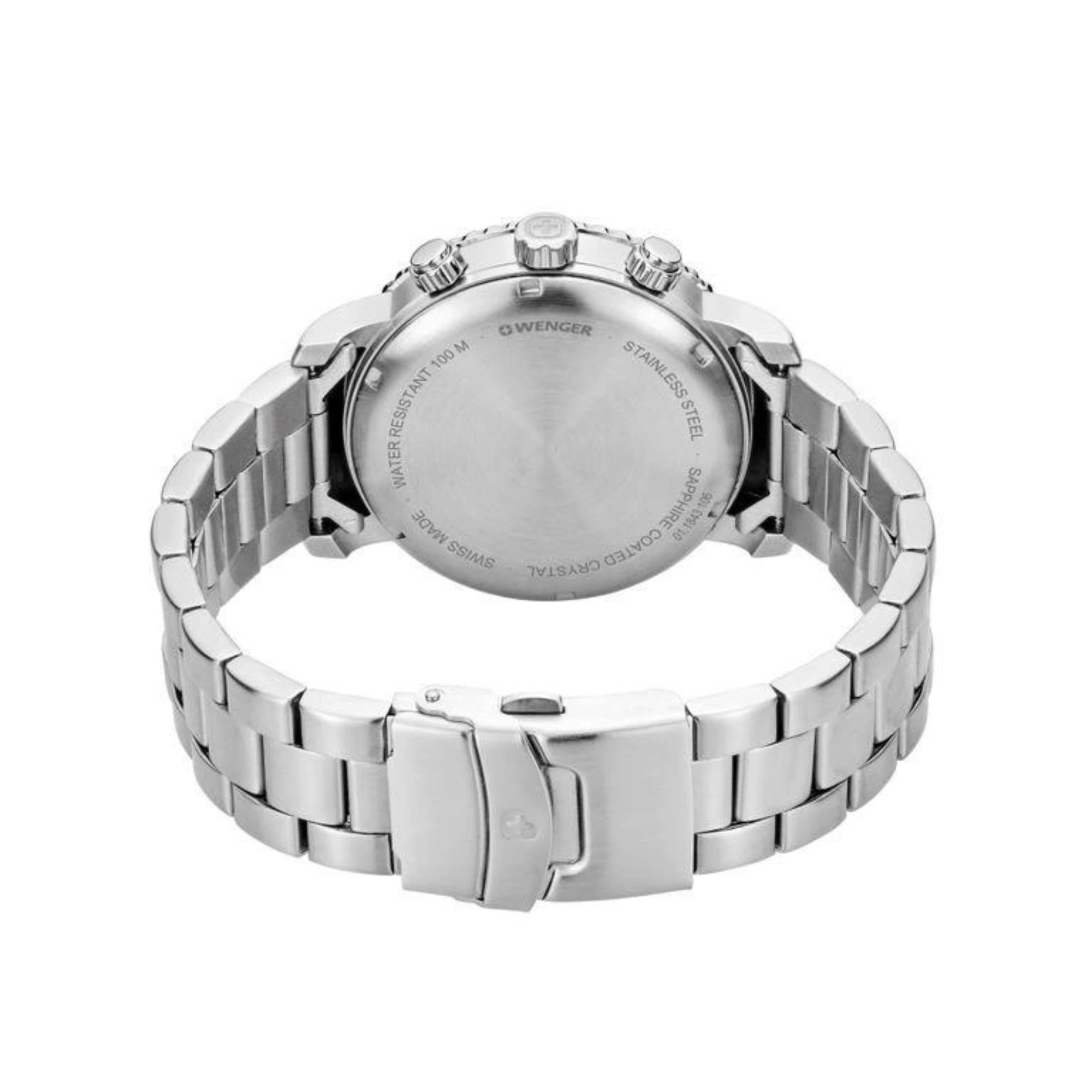 Wenger Roadster Black Night Quarz Schwarzes Zifferblatt Silberstahl Herren Uhr 01.1843.106