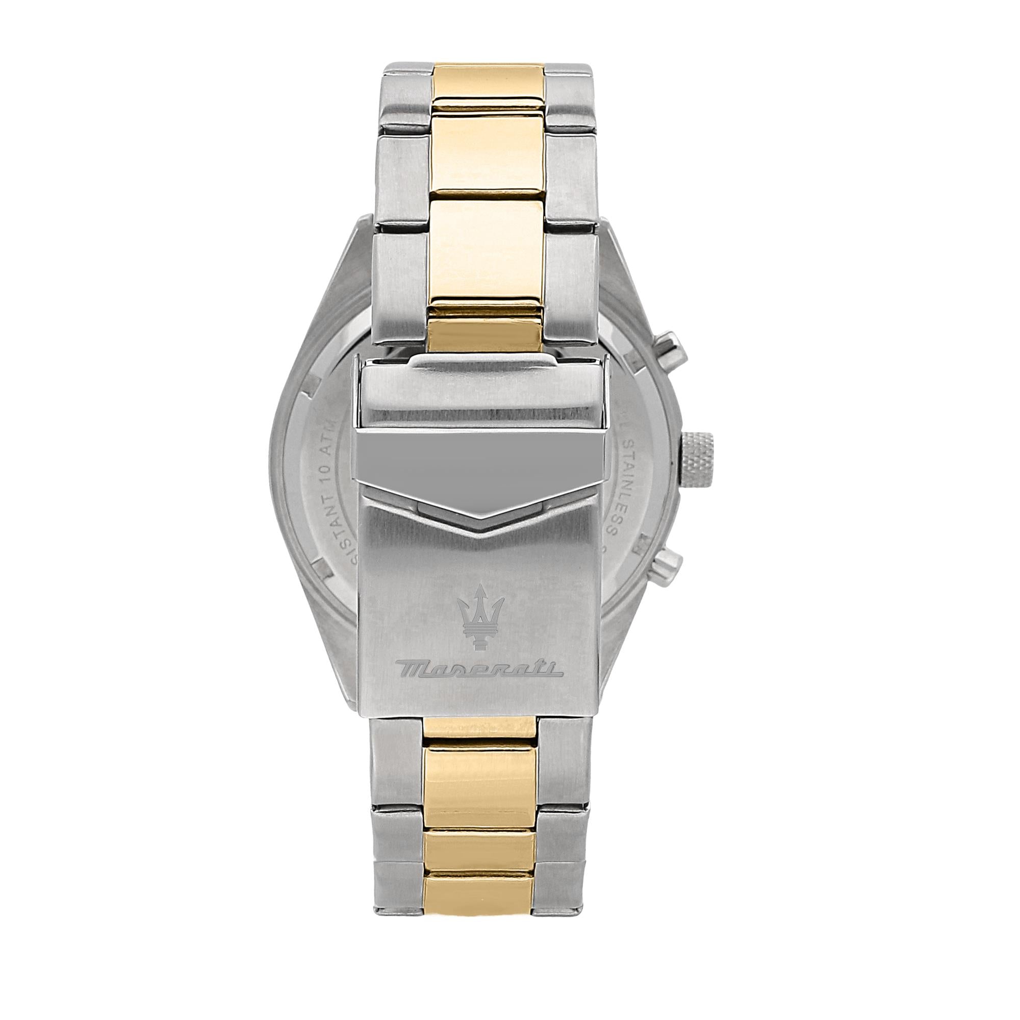 Maserati Competizione Quartz Silver Chronograph Dial Two Tone Steel Bracelet Men's Watch R8853100021