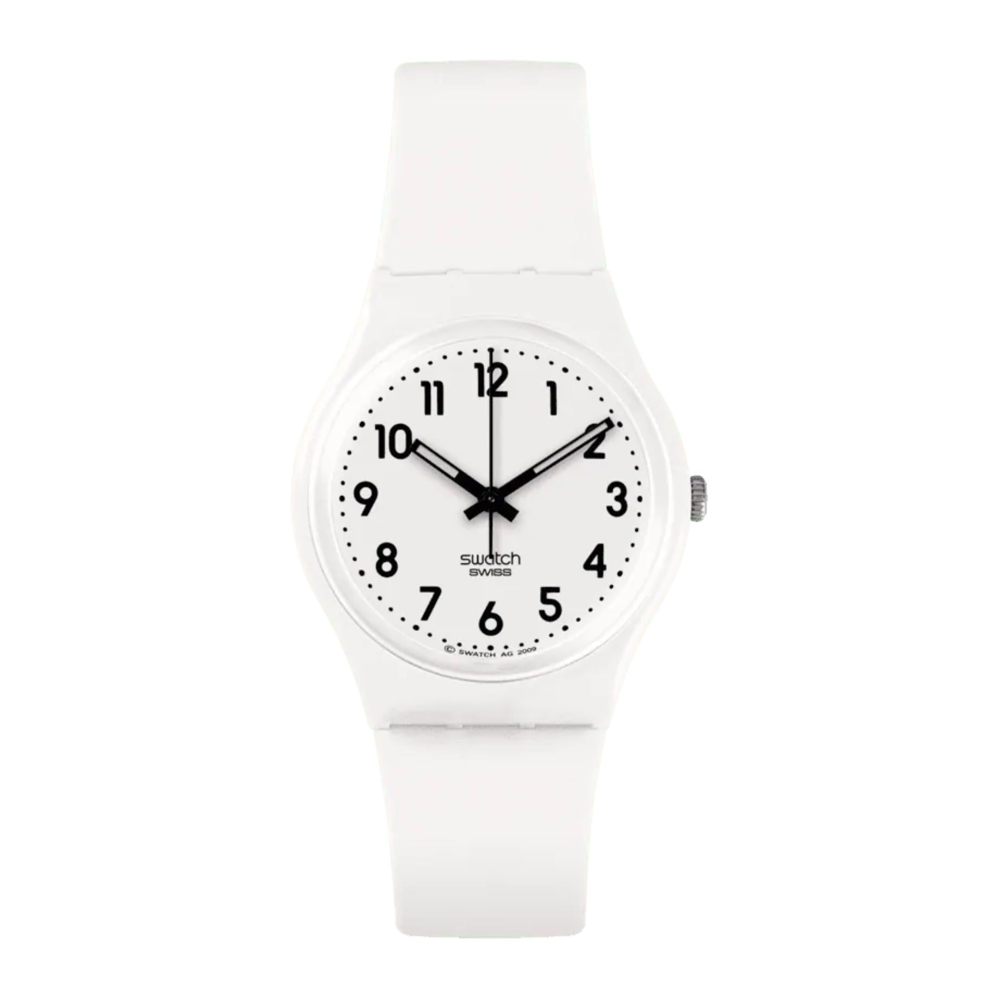 Swatch Just White Soft Quartz White Dial Silicone Strap Unisex Watch SO28W107-S14 - WatchNation