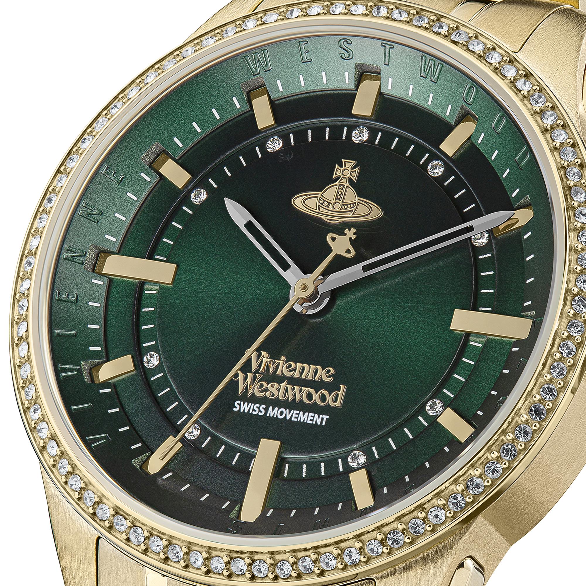 Vivienne Westwood East End Quarz Grünes Zifferblatt Gold PVD Edelstahlarmband Damen Uhr VV262GRGD