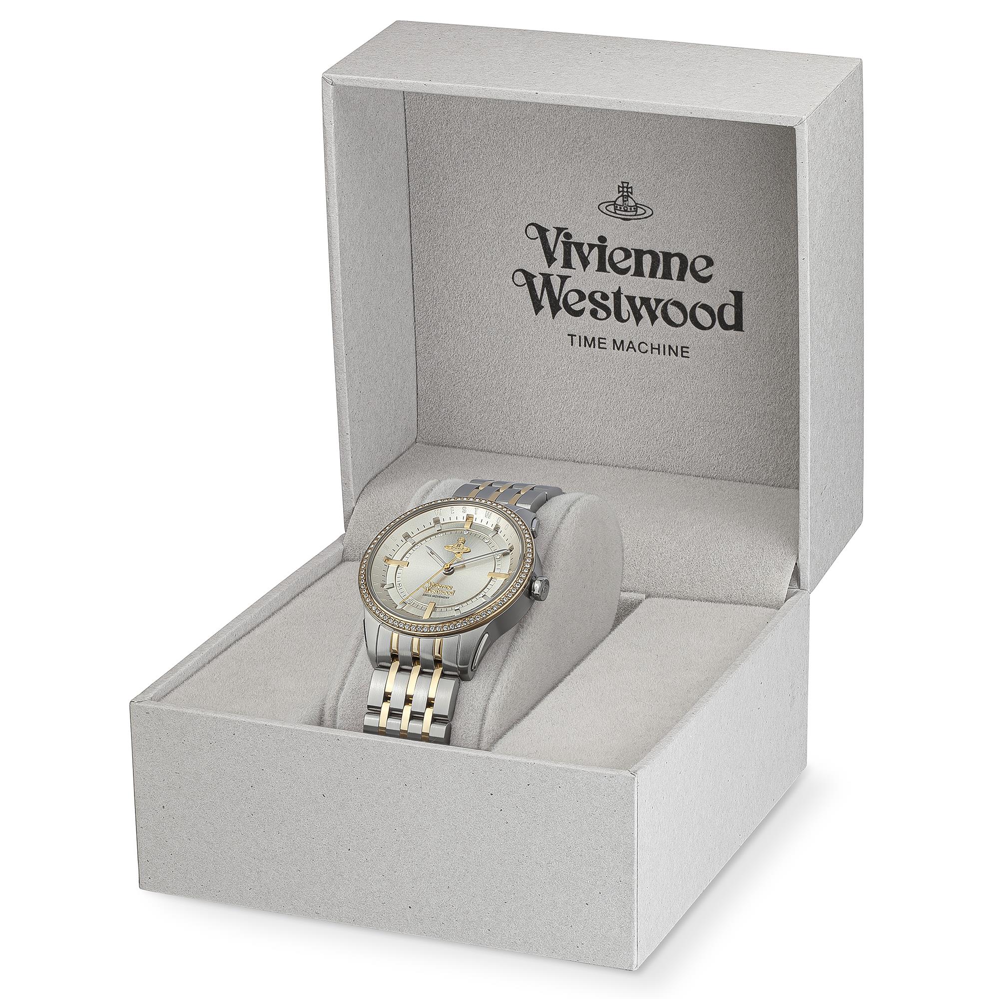 Vivienne Westwood East End Quarz Champagner Zifferblatt Zwei-Ton PVD Edelstahl Armband Damen Uhr VV262LGYSG