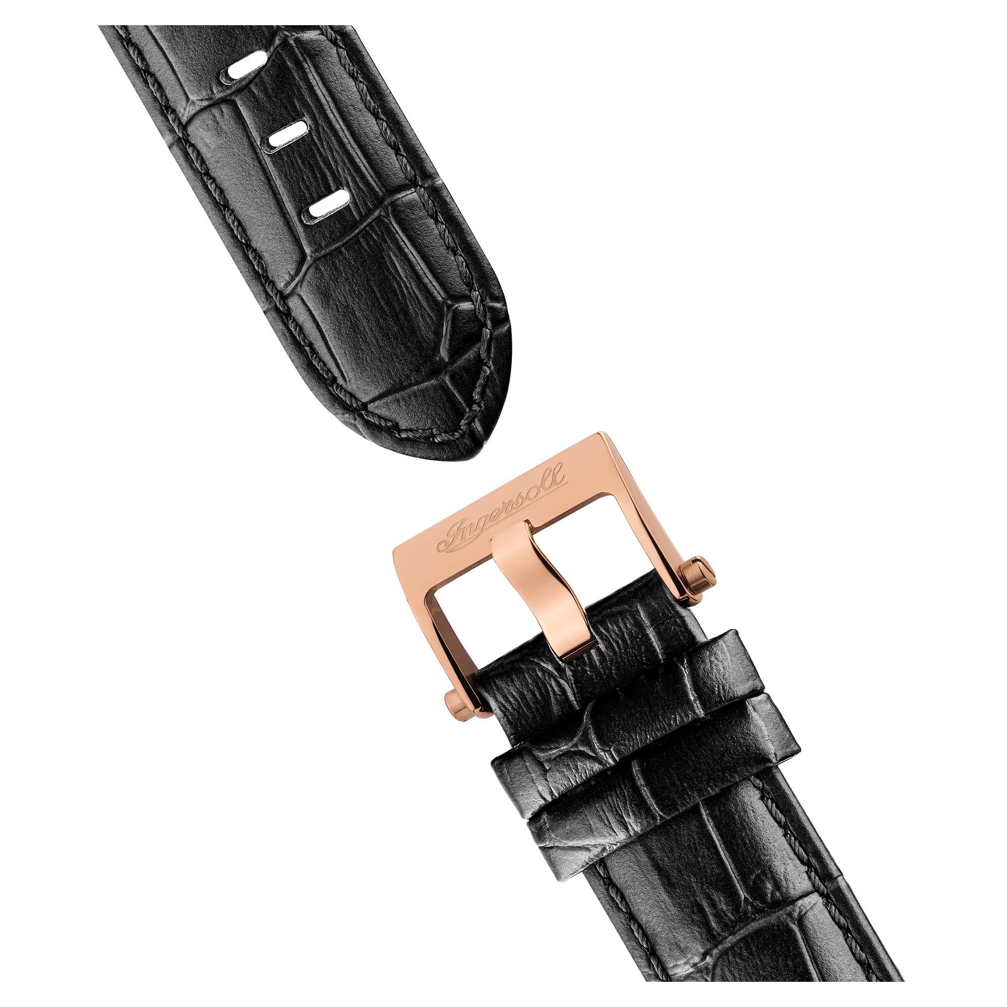 Ingersoll The California Automatic Black Skeleton Dial Black Leather Strap Men's Watch I14201